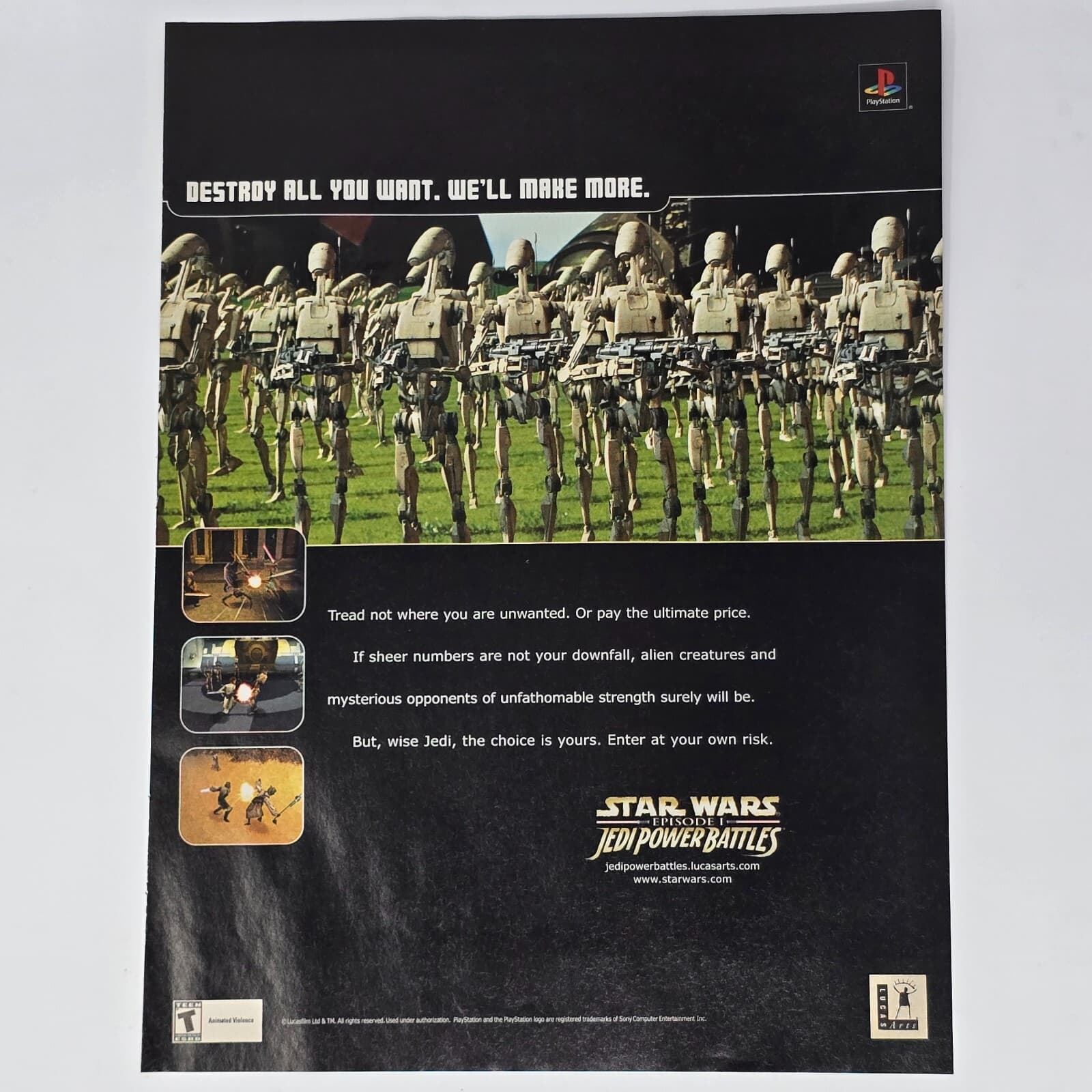 Star Wars Battle Ep 1 Jedi Power Battles PS1 Destroy Print Ad/Poster Promo Art