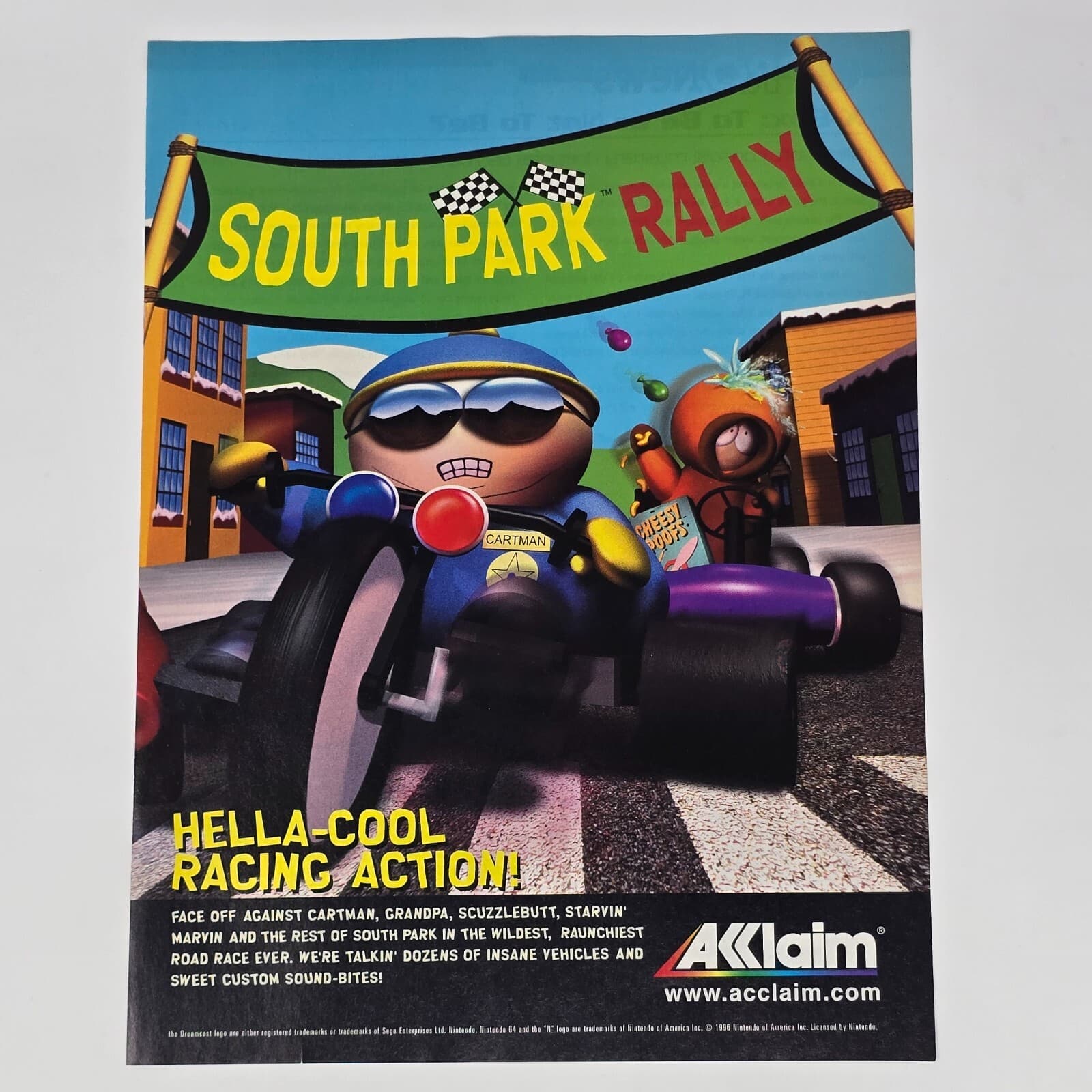 South Park Rally N64 Dreamcast PS1 PC Hella-Cool Print Ad/Poster Official Promo