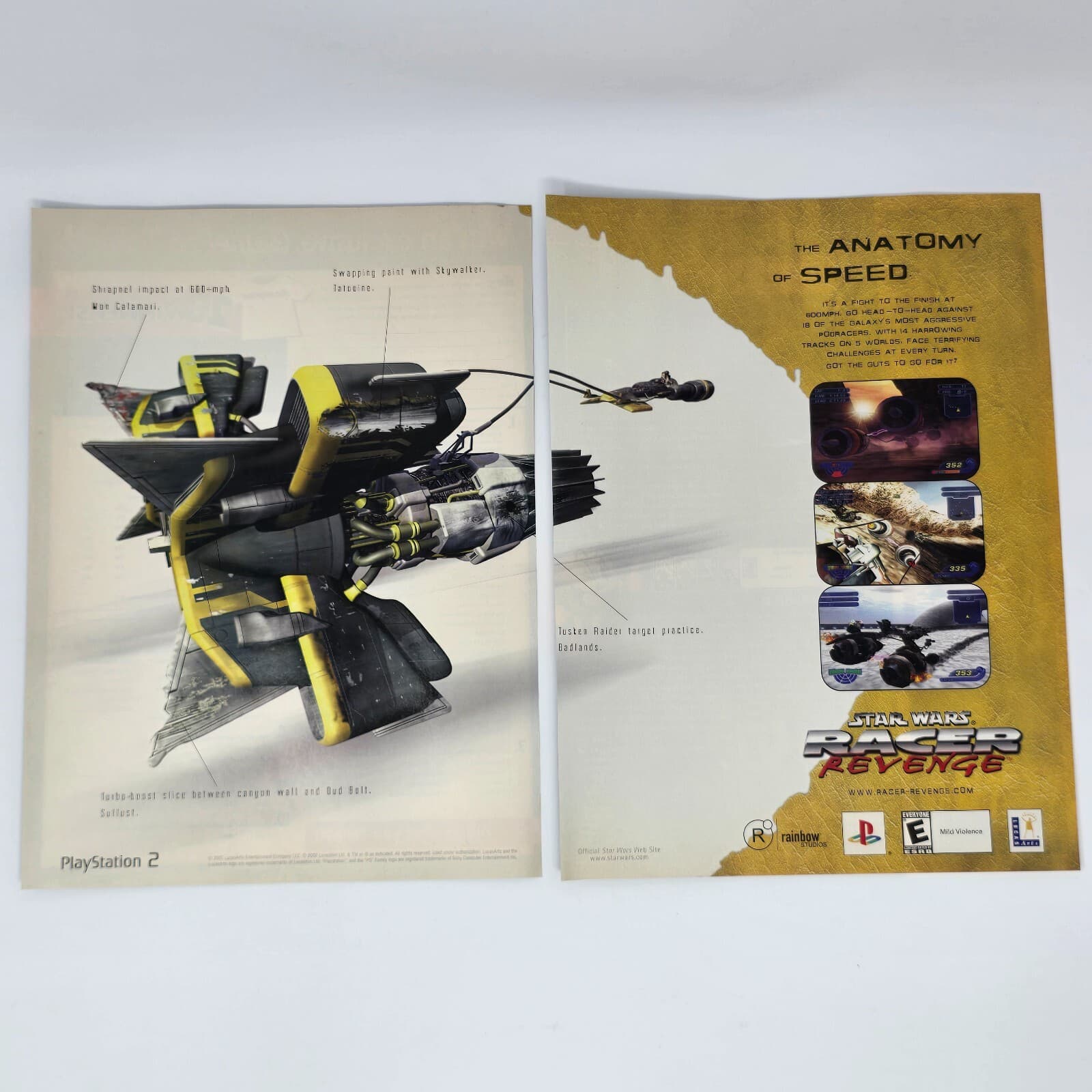 Star Wars Racer Revenge Sony PlayStation PS1 Anatomy Print Ad/Poster Promo Art