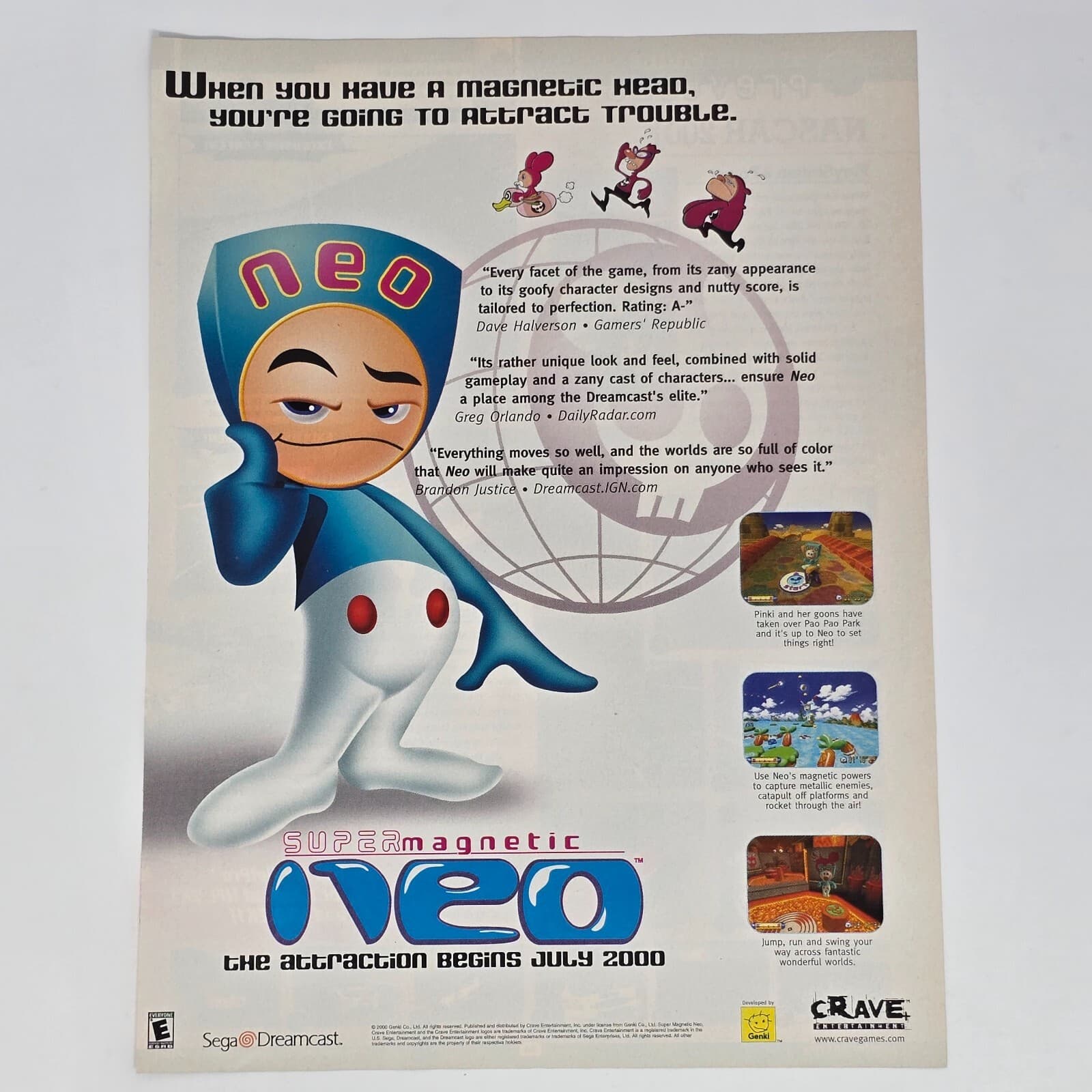 Super Magnetic Neo Sega Dreamcast Attract Trouble Print Ad/Poster Promo Art