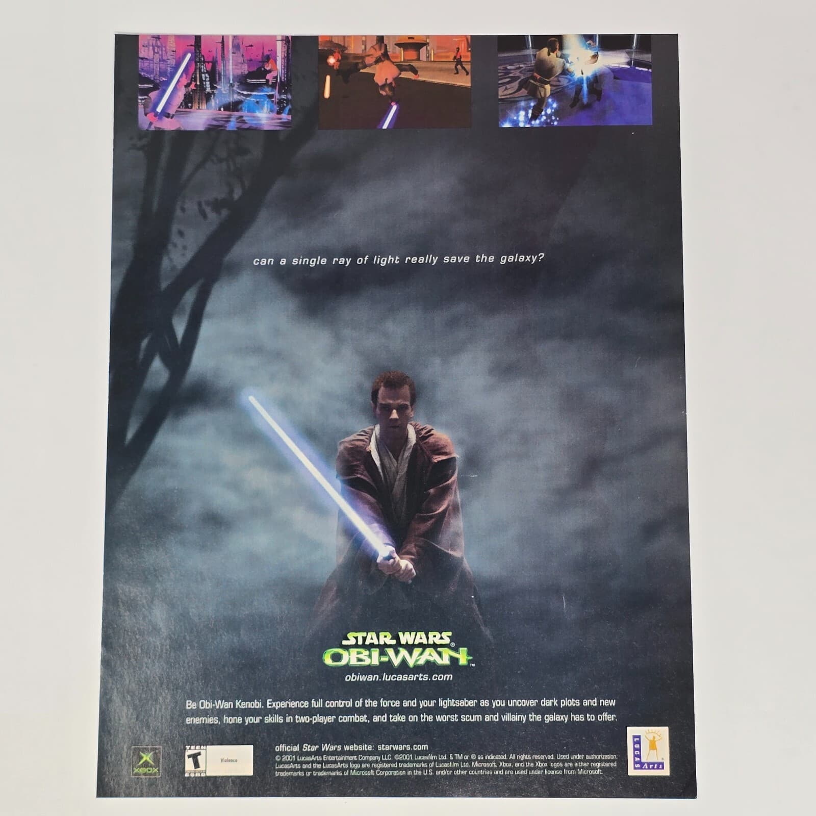 Star Wars Obi-Wan Microsoft Xbox Lucas Arts Single Ray Print Ad/Poster Promo Art