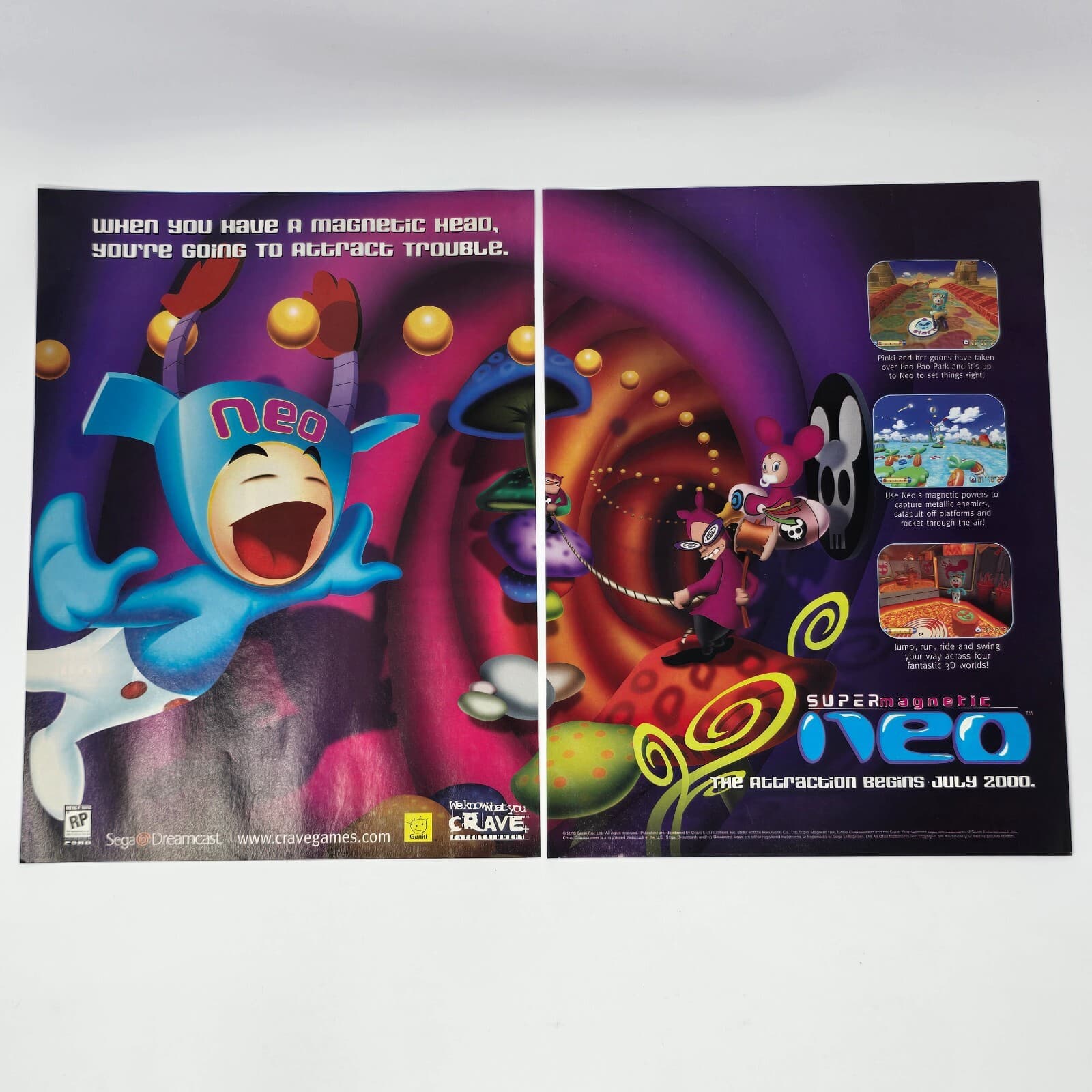 Super Magnetic Neo Sega Dreamcast Begins July 2000 Print Ad/Poster Promo Art