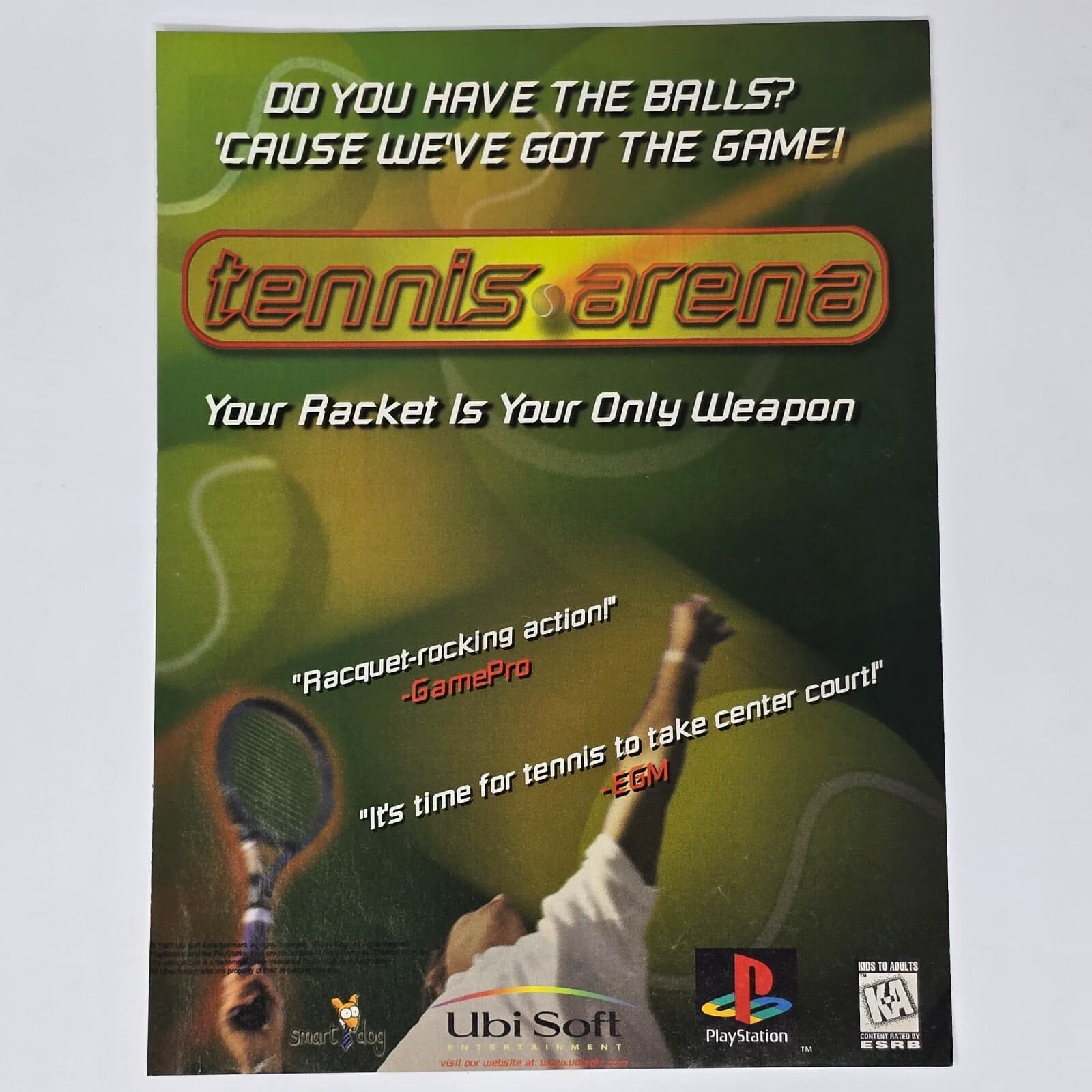 Tennis Arena Sony PlayStation PS1 Have the Balls Print Ad/Poster Promo Art