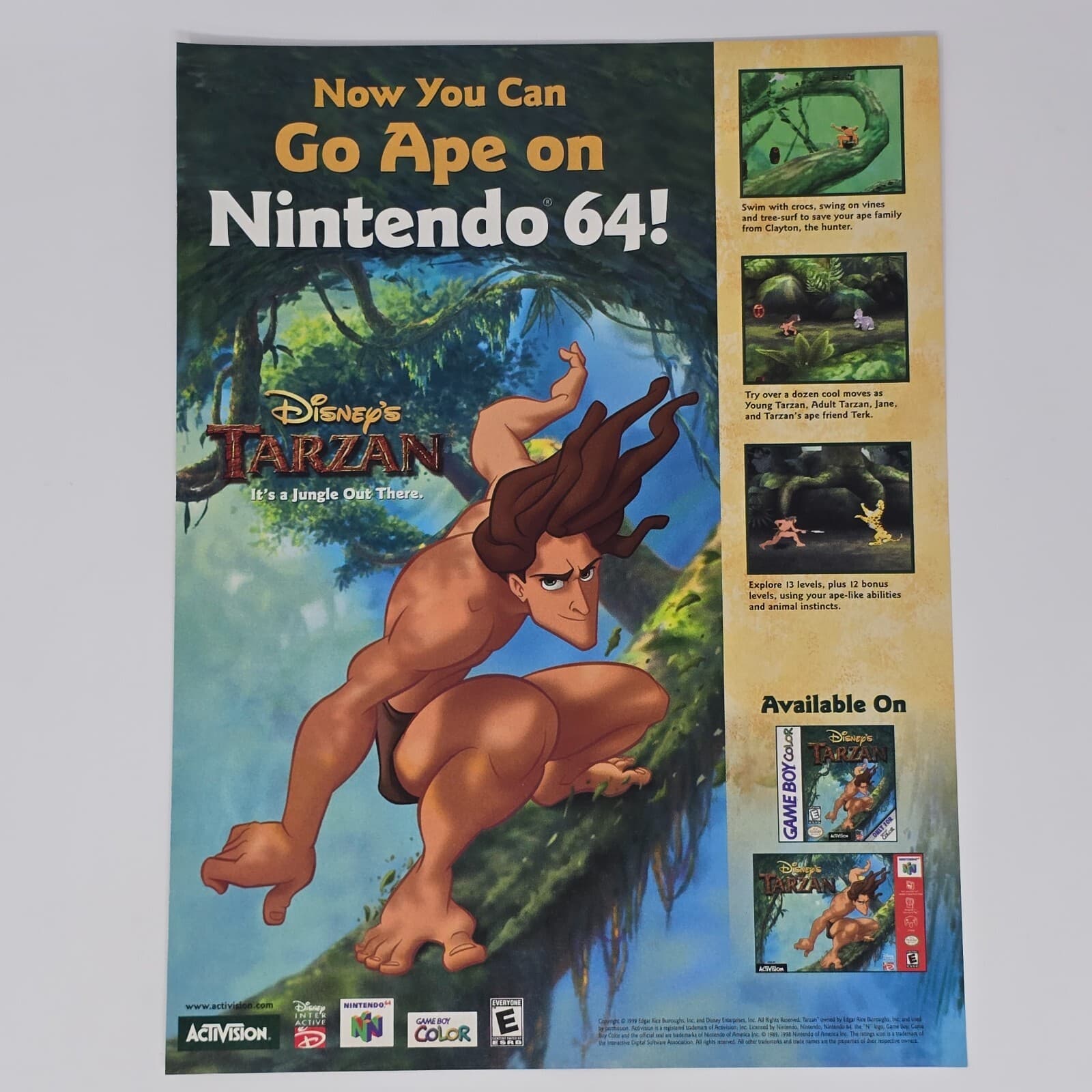 Tarzan Nintendo 64 N64 GameBoy Color Go Ape Print Ad/Poster Promo Art