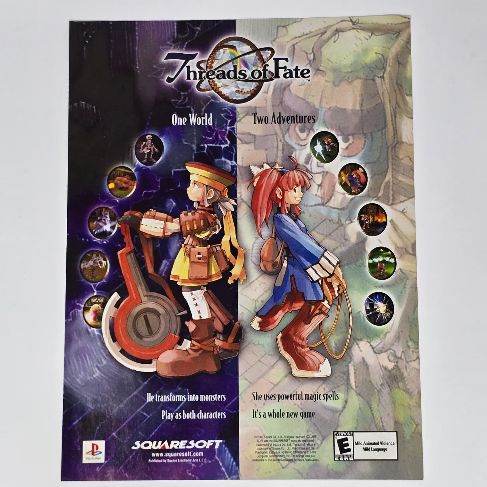 Threads of Fate Sony PlayStation PS1 One World Print Ad/Poster Promo Art