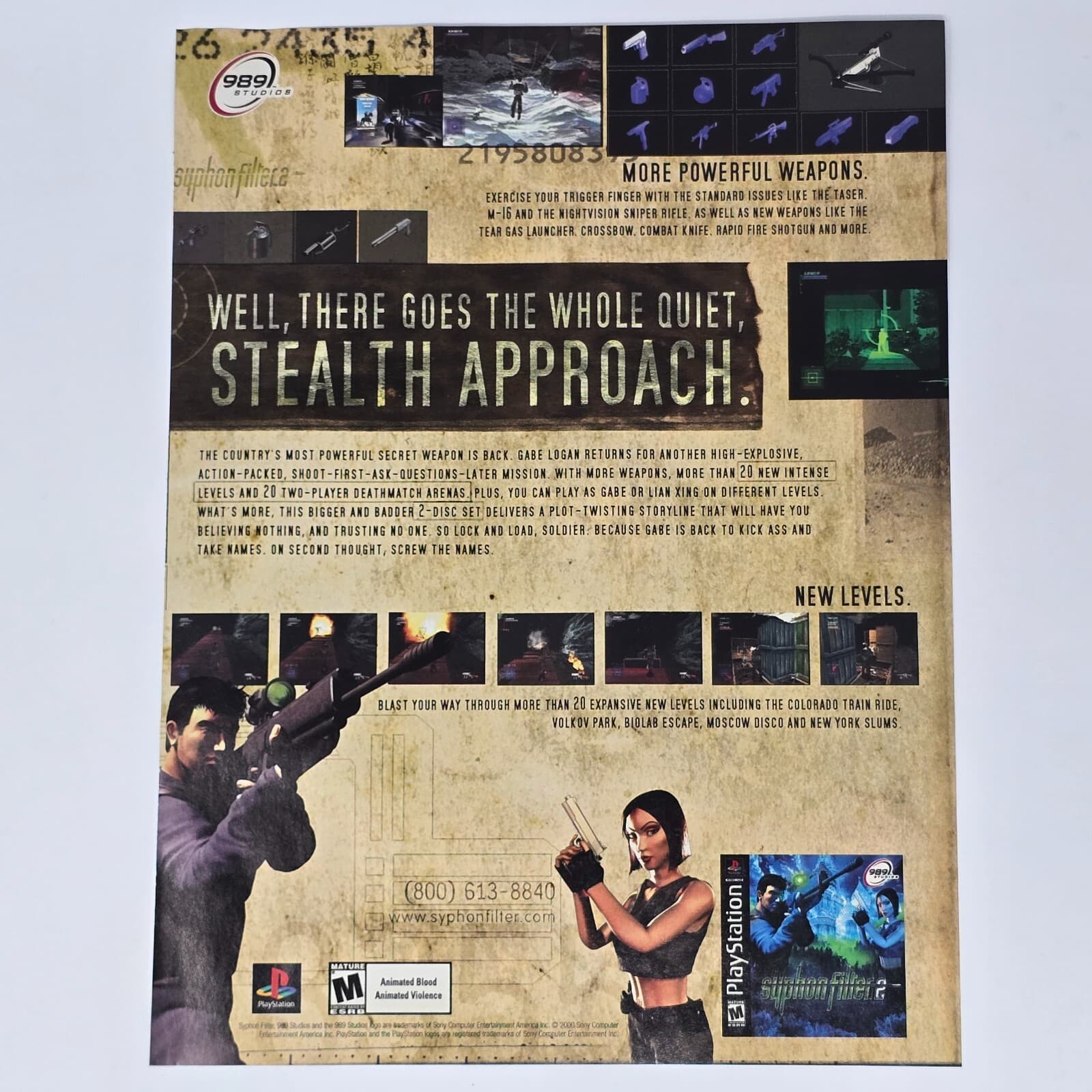 Syphon Filter 2 Sony PlayStation PS1 Stealth Approach Print Ad/Poster Promo Art