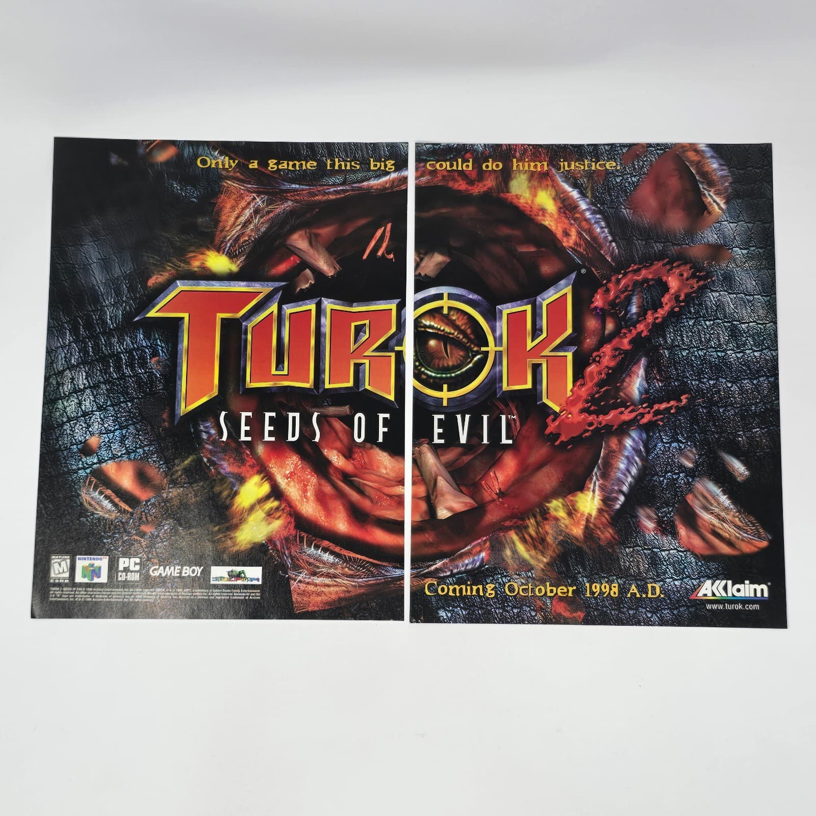 Turok 2 Seeds of Evil Nintendo 64 N64 PC Only a Game Print Ad/Poster Promo Art