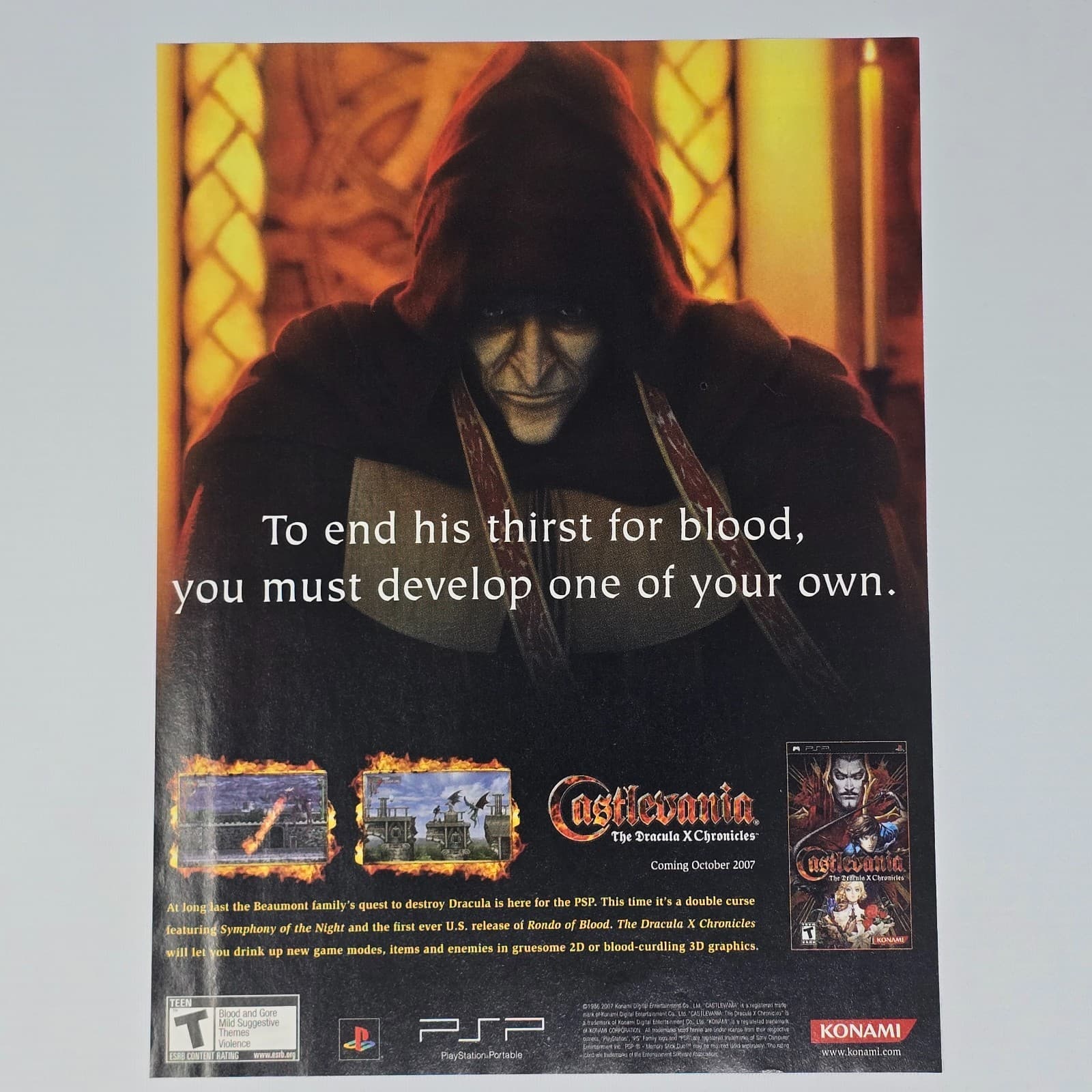 Castlevania The Dracula X Chronicles PSP Thirst For Blood Print Ad/Poster