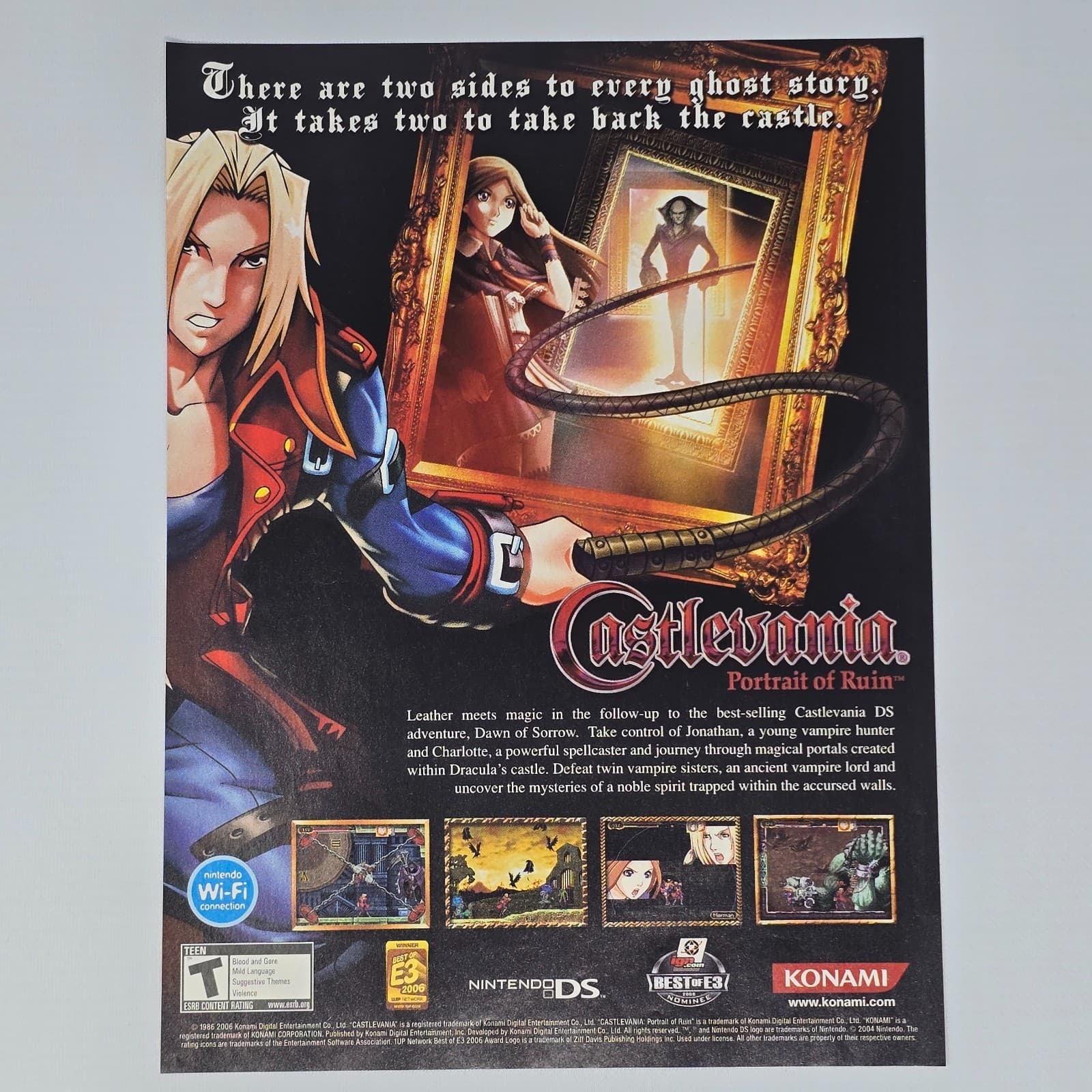 Castlevania Portrait Of Ruin Nintendo DS NDS Ghost Story Print Ad/Poster