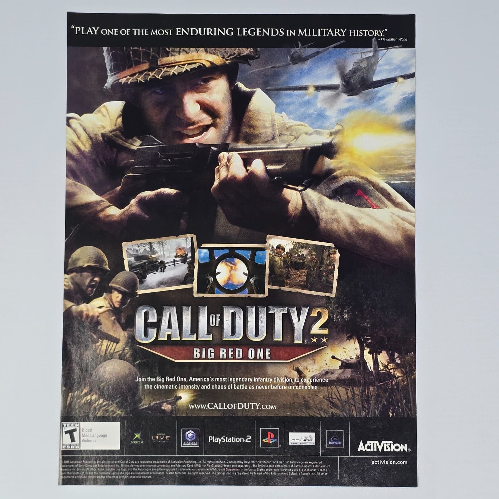 Call Of Duty 2 Big Red One Xbox PS2 Game Cube Enduring Print Ad/Poster