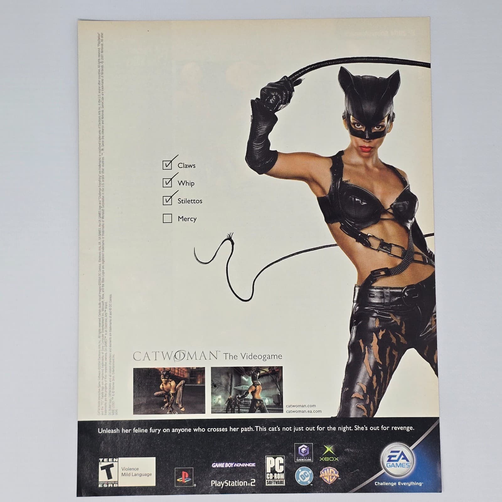 Catwoman The Video Game Xbox PlayStation 2 PS2 PC Mercy Print Ad/Poster