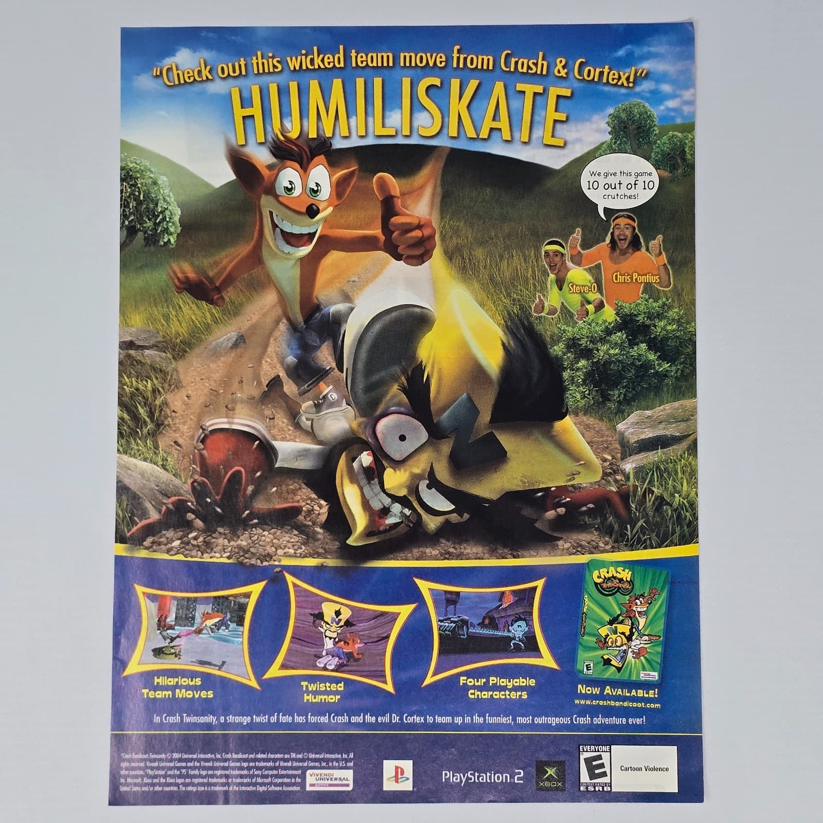 Crash Twinsanity PlayStation 2 PS2 Xbox Humiliskate Print Ad/Poster
