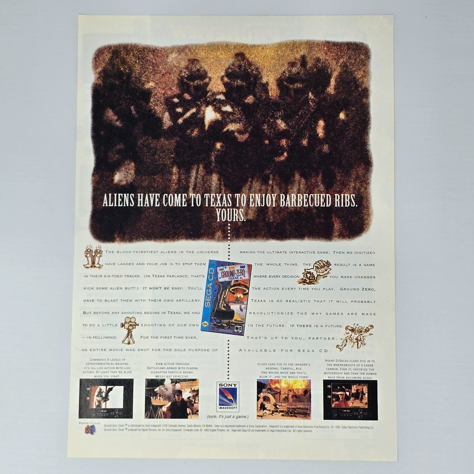 Ground Zero Texas Sega CD Genesis Barbecued Ribs Print Ad/Poster Promo Art