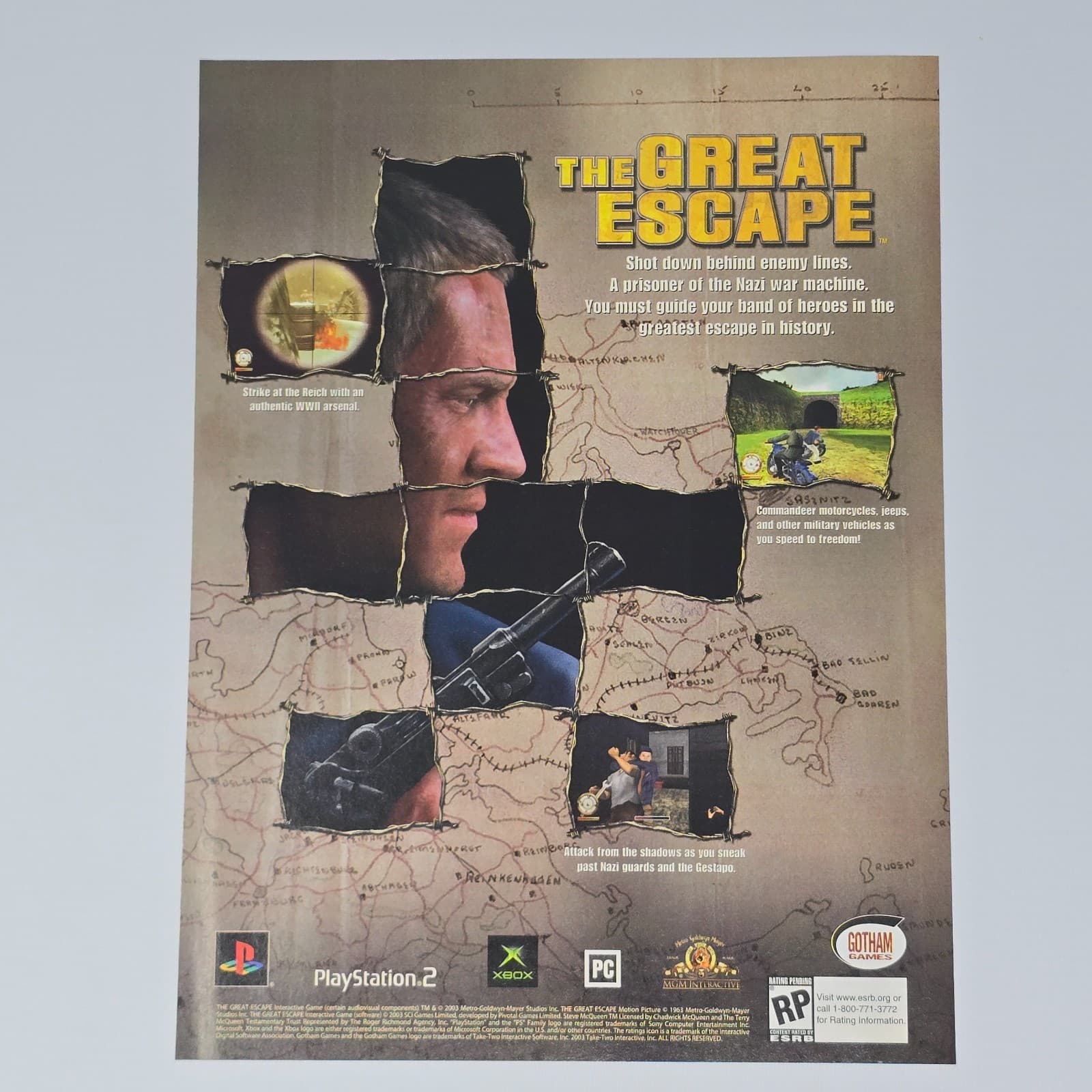 The Great Escape PlayStation 2 PS2 Xbox PC Shot Down Print Ad/Poster Promo Art