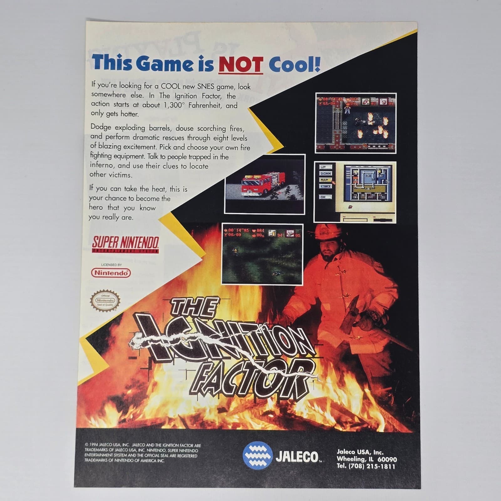 The Ignition Factor Super Nintendo SNES Not Cool Print Ad/Poster Promo Art