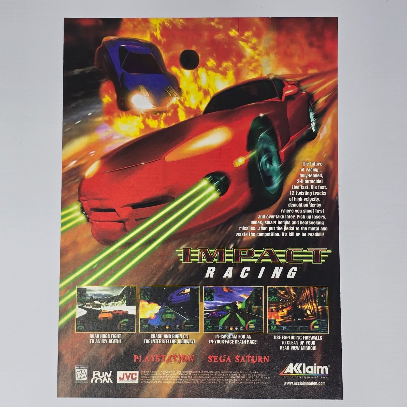 Impact Racing PlayStation 1 PS1 Sega Saturn Crash Print Ad/Poster Promo Art