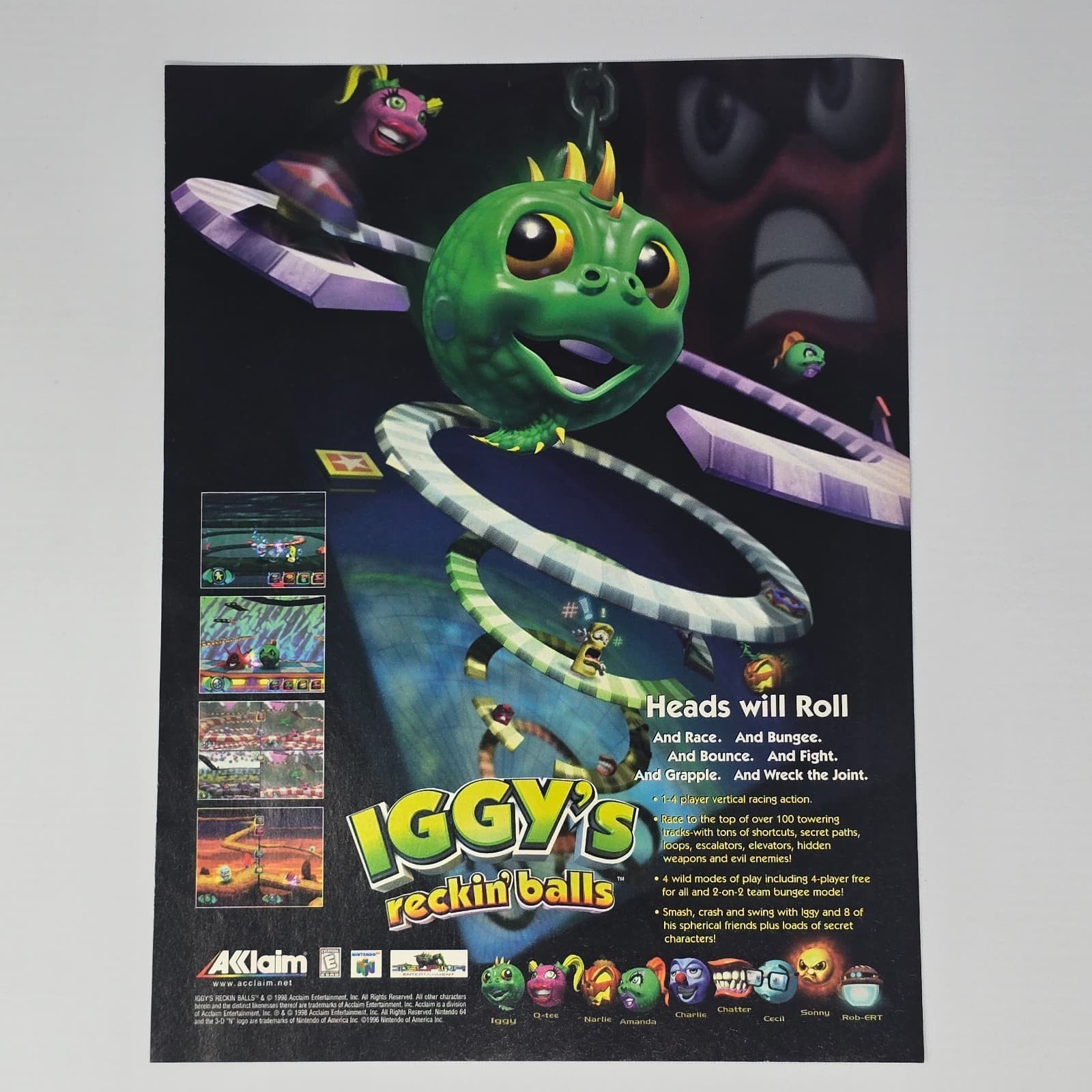 Iggy's Wreckin Balls Nintendo 64 N64 Heads Will Roll Print Ad/Poster Promo Art