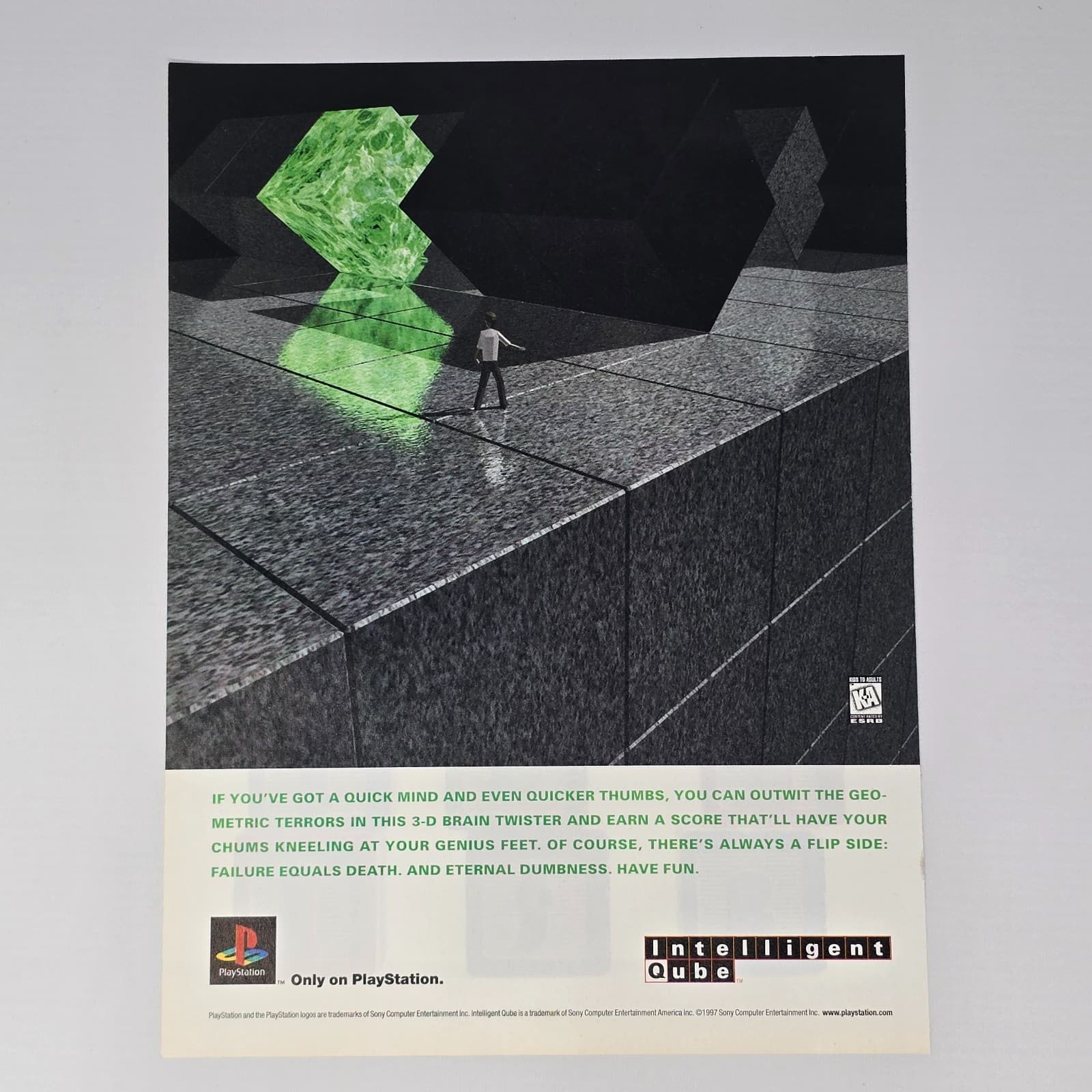 Intelligent Qube Cube PlayStation 1 PS1 Quick Mind Print Ad/Poster Promo Art