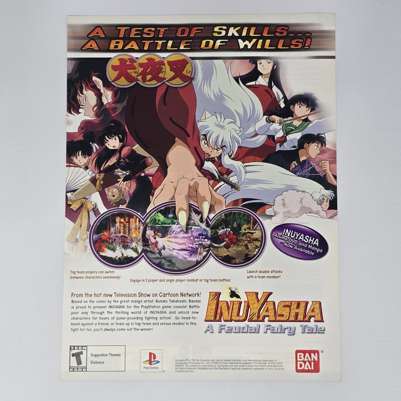 InuYasha A Feudal Fairy Tale PlayStation 1 PS1 Skills Print Ad/Poster Promo Art