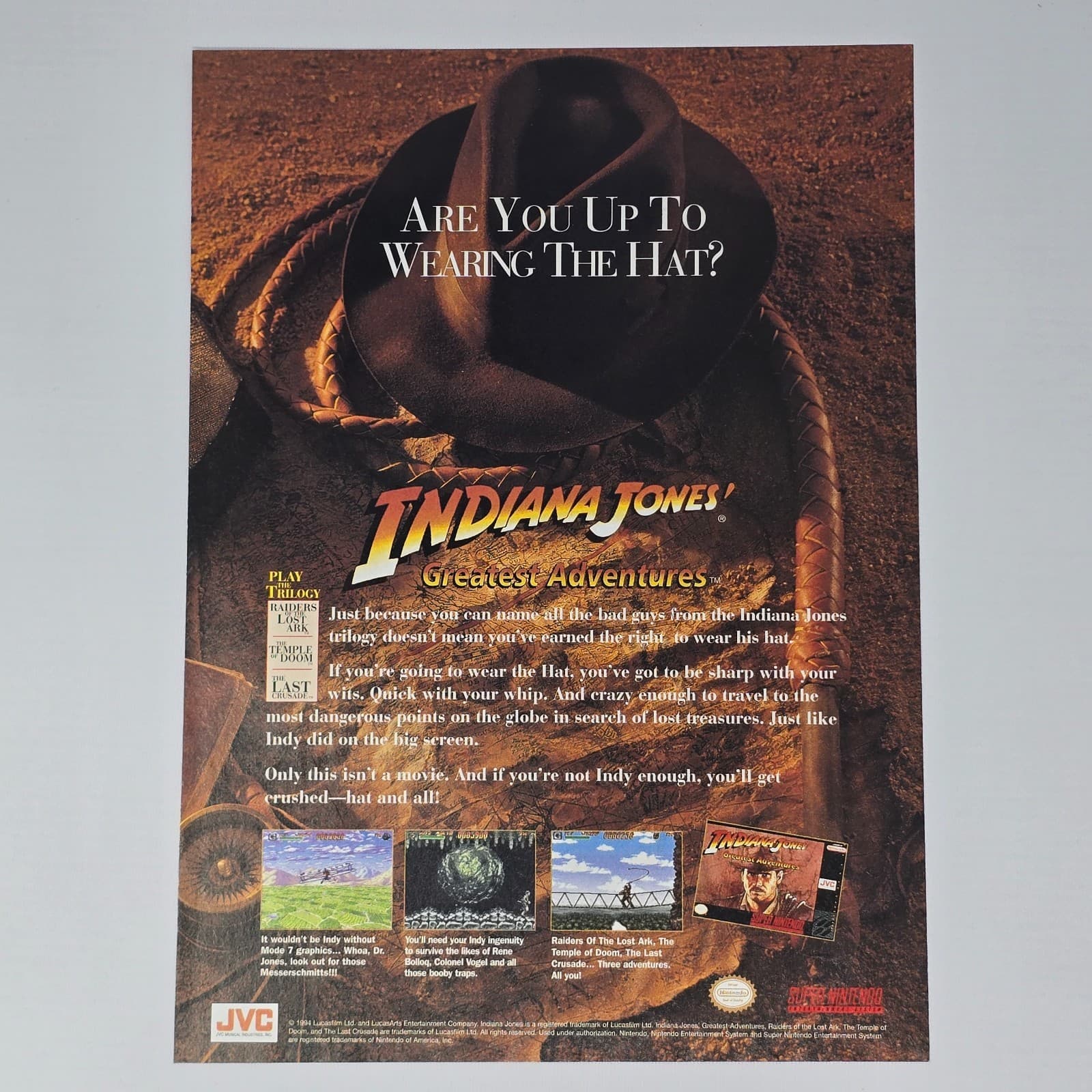 Indiana Jones Greatest Adventures Super Nintendo SNES Print Ad/Poster Promo Art