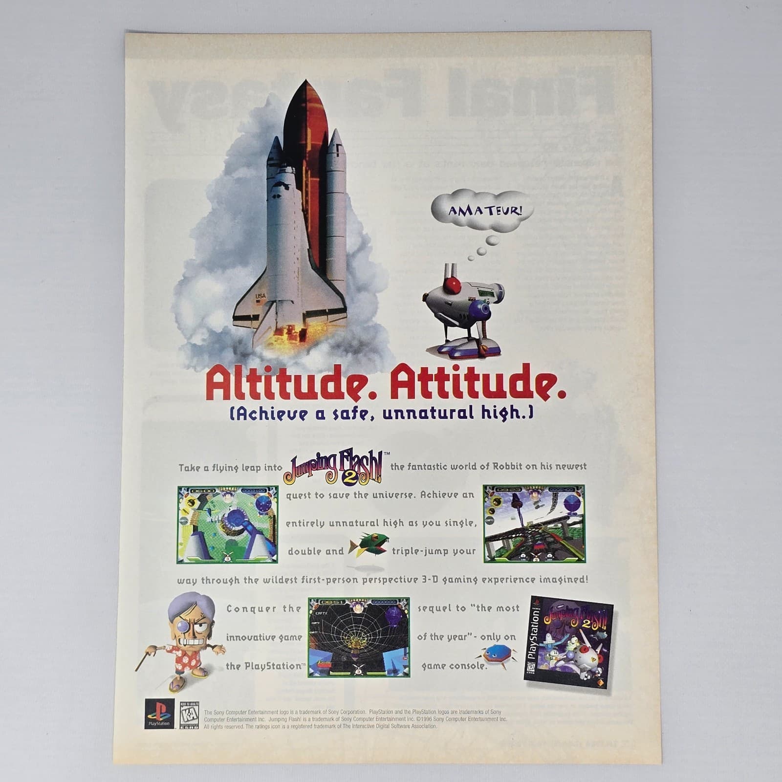 Jumping Flash 2 PlayStation 1 PS1 Altitude Print Ad/Poster Promo Art