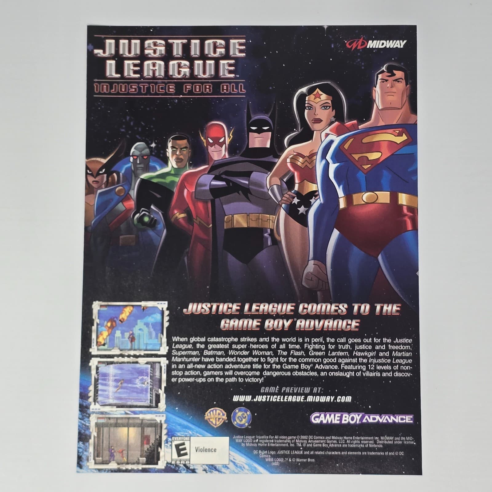 Justice League Injustice for All GameBoy Advance Print Ad/Poster Promo Art