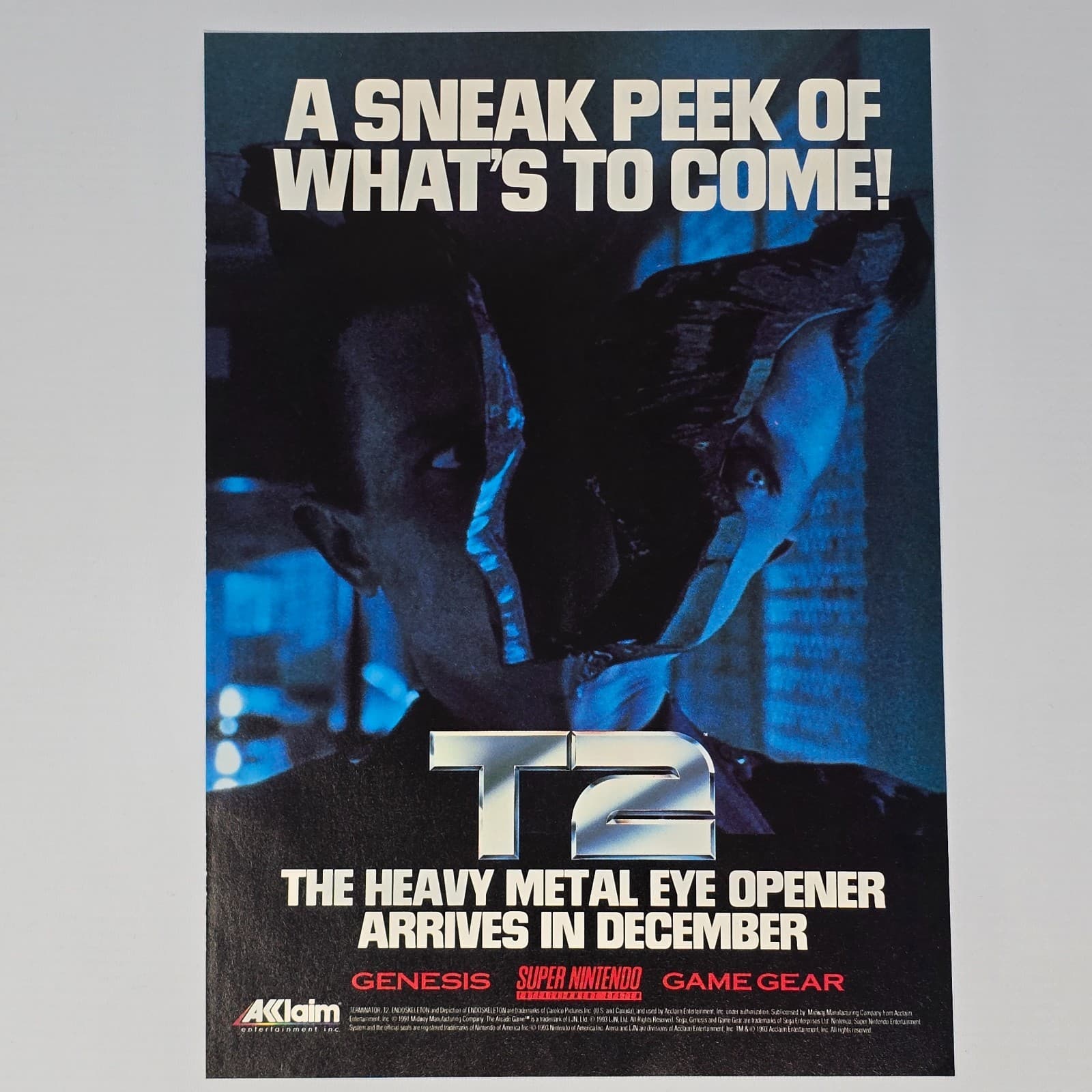 T2 Terminator 2 Sega Genesis Nintendo SNES Heavy Metal Print Ad/Poster Promo Art