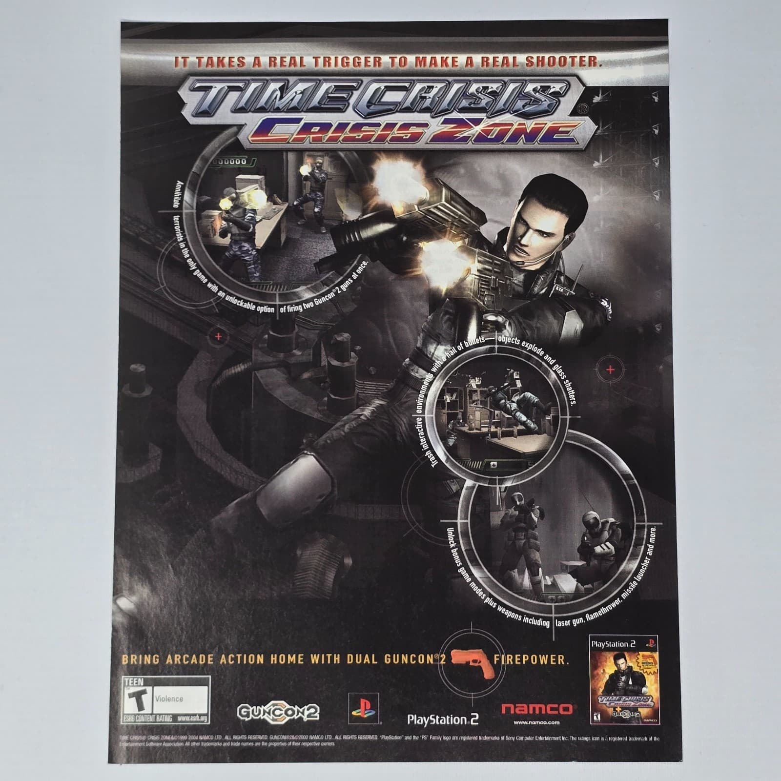 Time Crisis Crisis Zone PlayStation 2 PS2 Real Trigger Print Ad/Poster Promo Art
