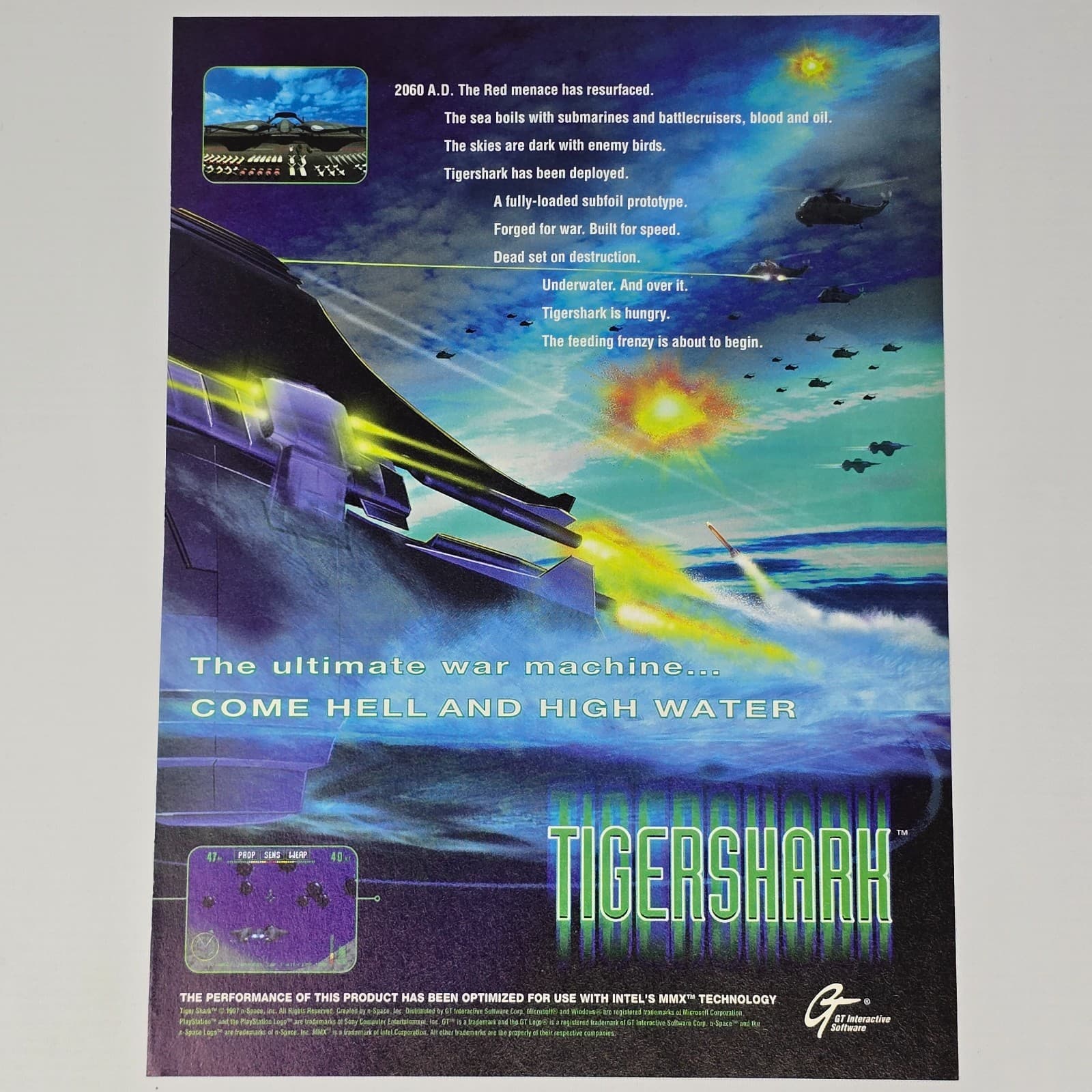 Tigershark Tiger Shark PlayStation 1 PS1 High Water Print Ad/Poster Promo Art