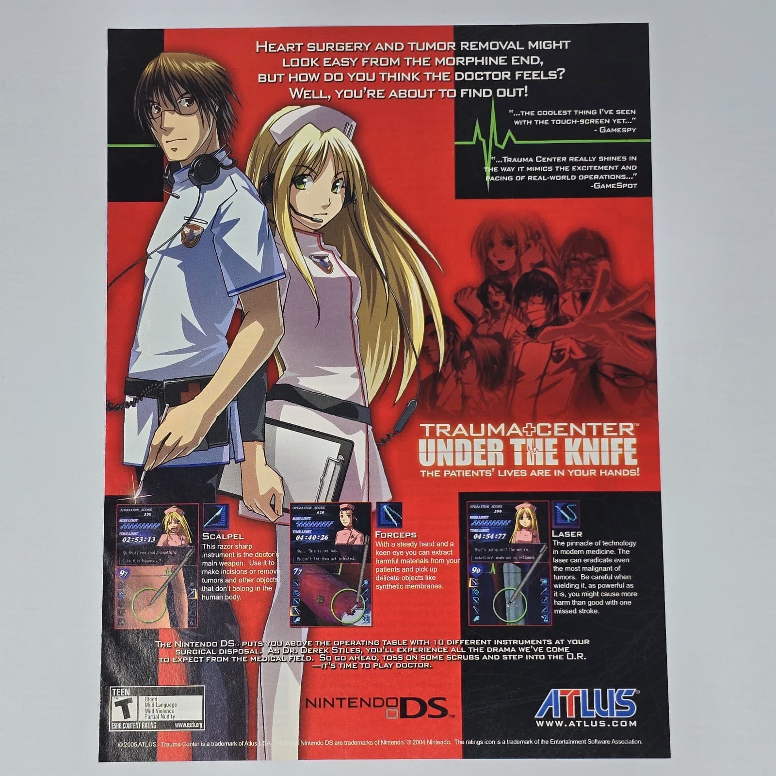 Trauma Center Under the Knife Nintendo DS Surgery Print Ad/Poster Promo Art