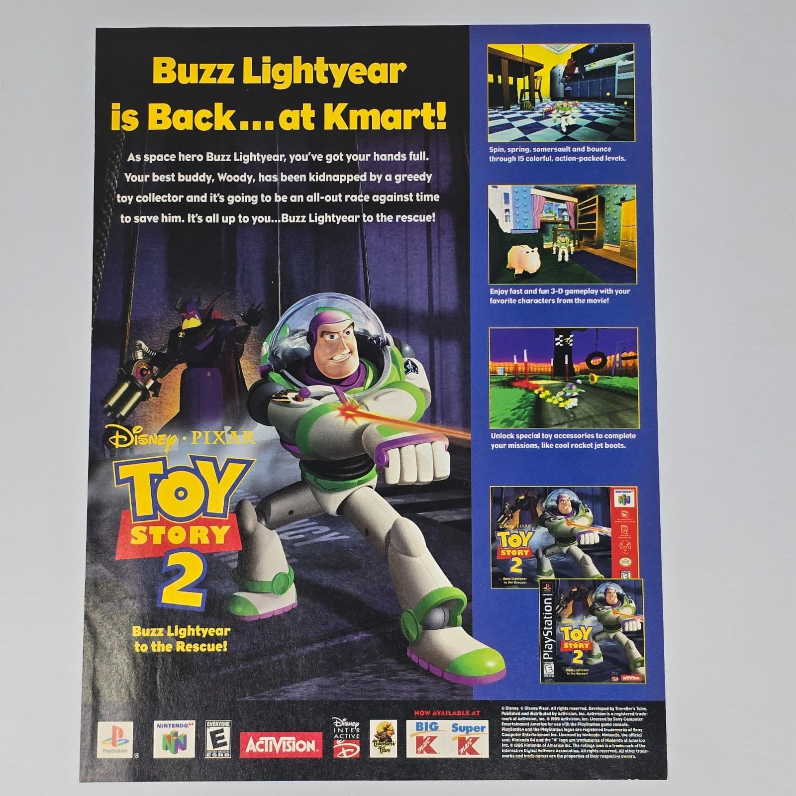 Toy Story 2 Nintendo 64 N64 PlayStation 1 PS1 Buzz Print Ad/Poster Promo Art