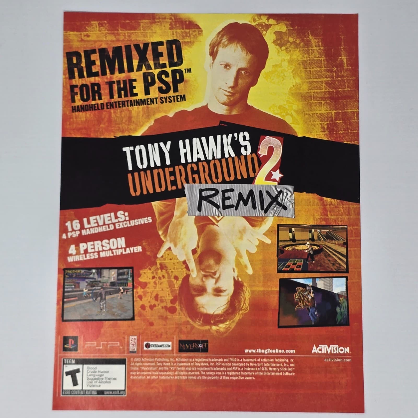 Tony Hawk's Underground 2 Remix Sony PSP Bam Print Ad/Poster Promo Art
