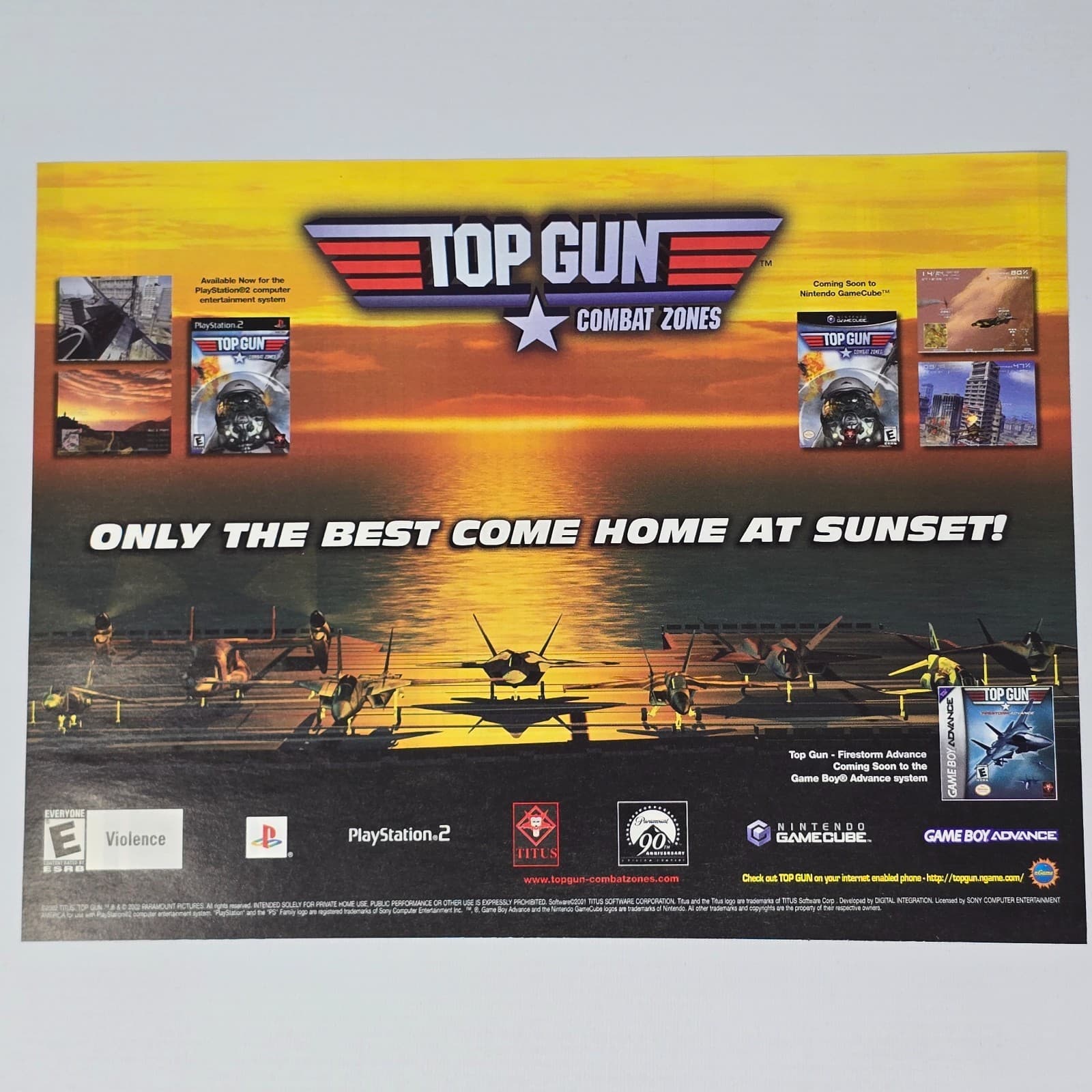 Top Gun Combat Zones PlayStation 2 PS2 GameCube Sunset Print Ad/Poster Promo Art