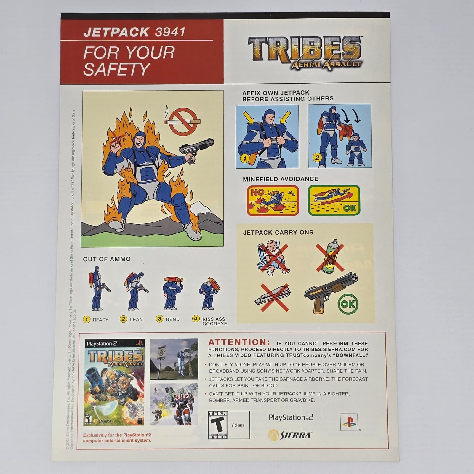 Tribes Aerial Assault PlayStation 2 PS2 Safety Print Ad/Poster Promo Art