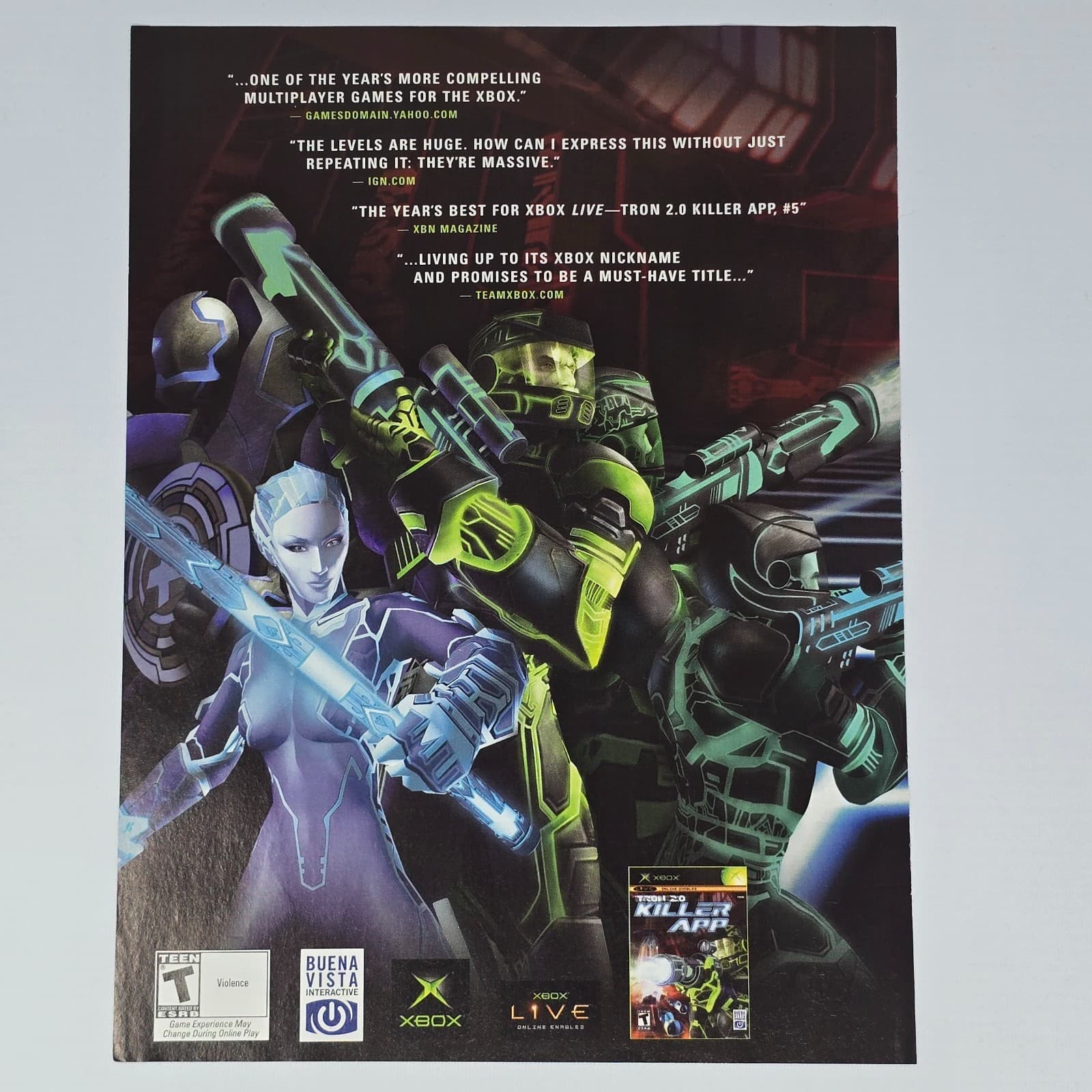 Tron 2.0 Killer App Xbox Compelling Print Ad/Poster Promo Art