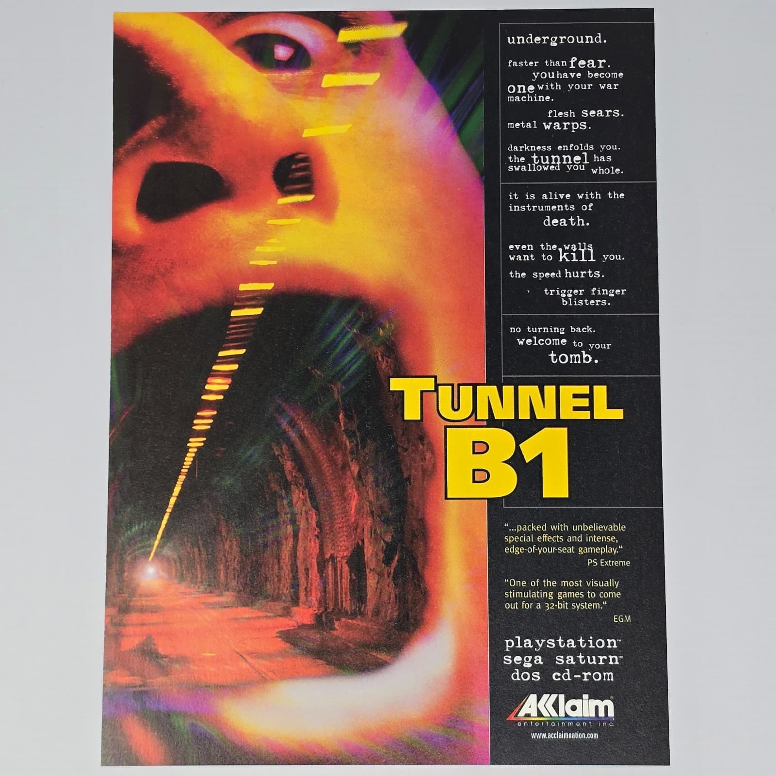 Tunnel B1 PlayStation 1 PS1 Sega Saturn PC Underground Print Ad/Poster Promo Art
