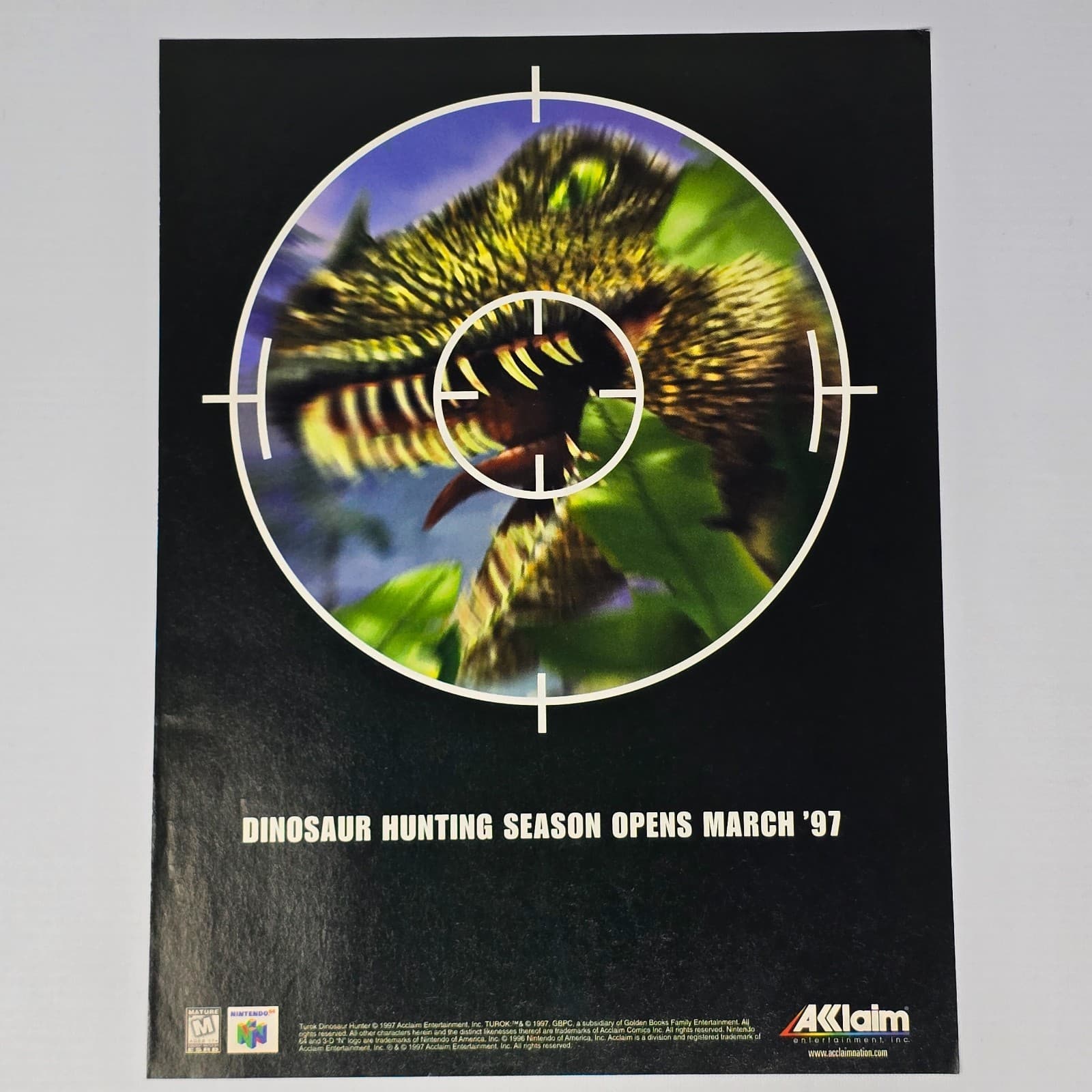 Turok Dinosaur Hunter Nintendo 64 N64 Hunting Season Print Ad/Poster Promo Art