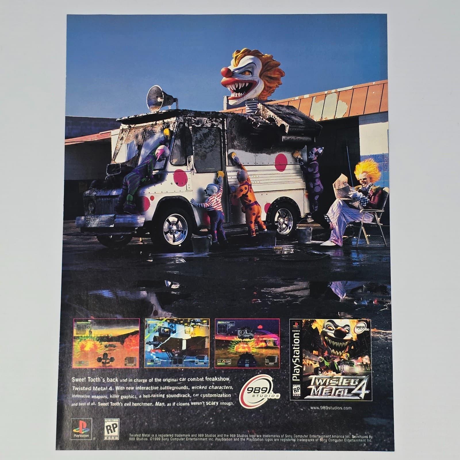 Twisted Metal 4 PlayStation 1 PS1 Sweet Tooth Print Ad/Poster Promo Art