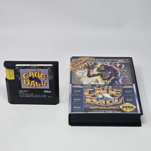 Crue Ball: Heavy Metal Pinball (Sega Genesis) Case & Cartridge TESTED