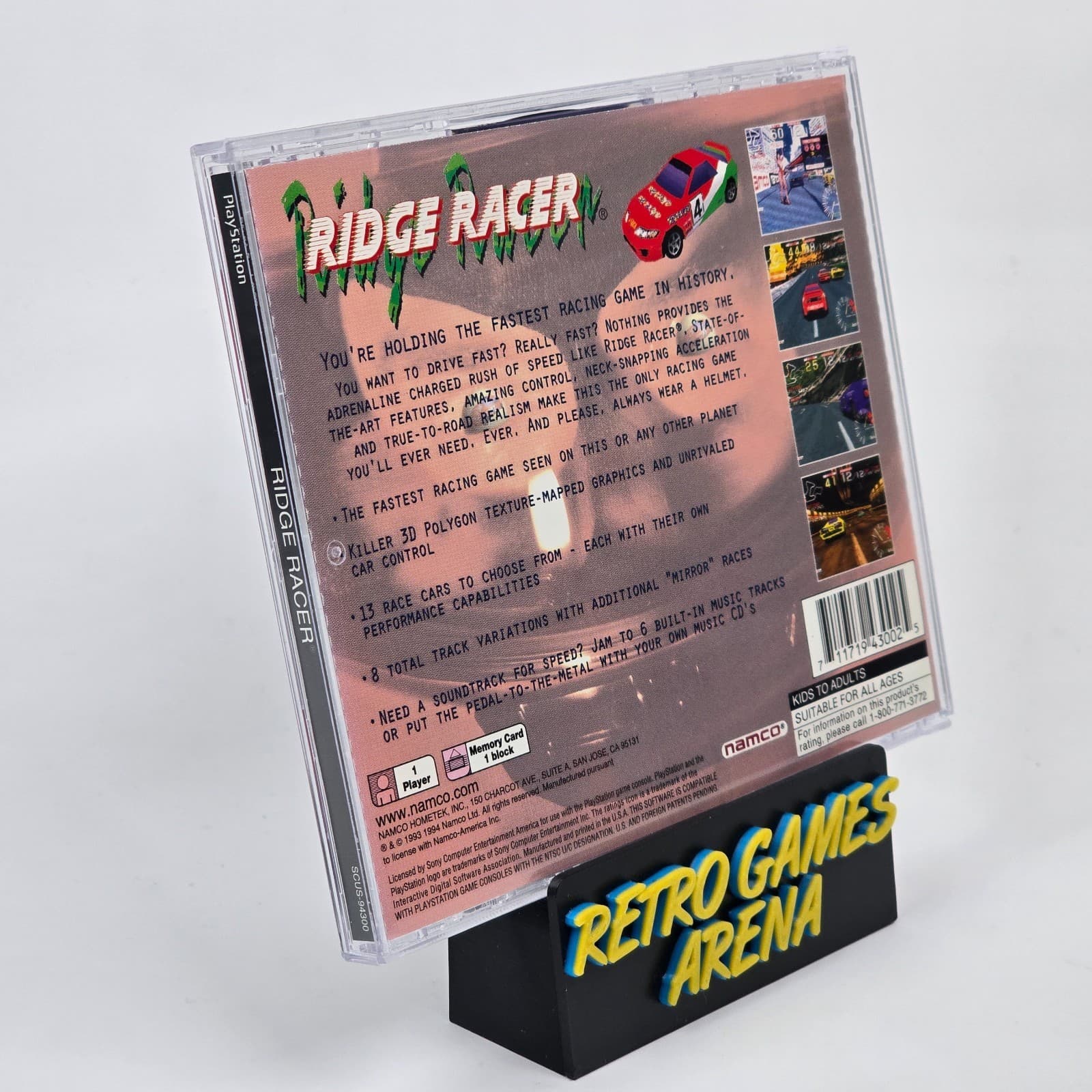 Ridge Racer RARE JEWEL CASE VARIANT (PlayStation 1 PS1) Black Label Case & Disc - Thumbnail 3
