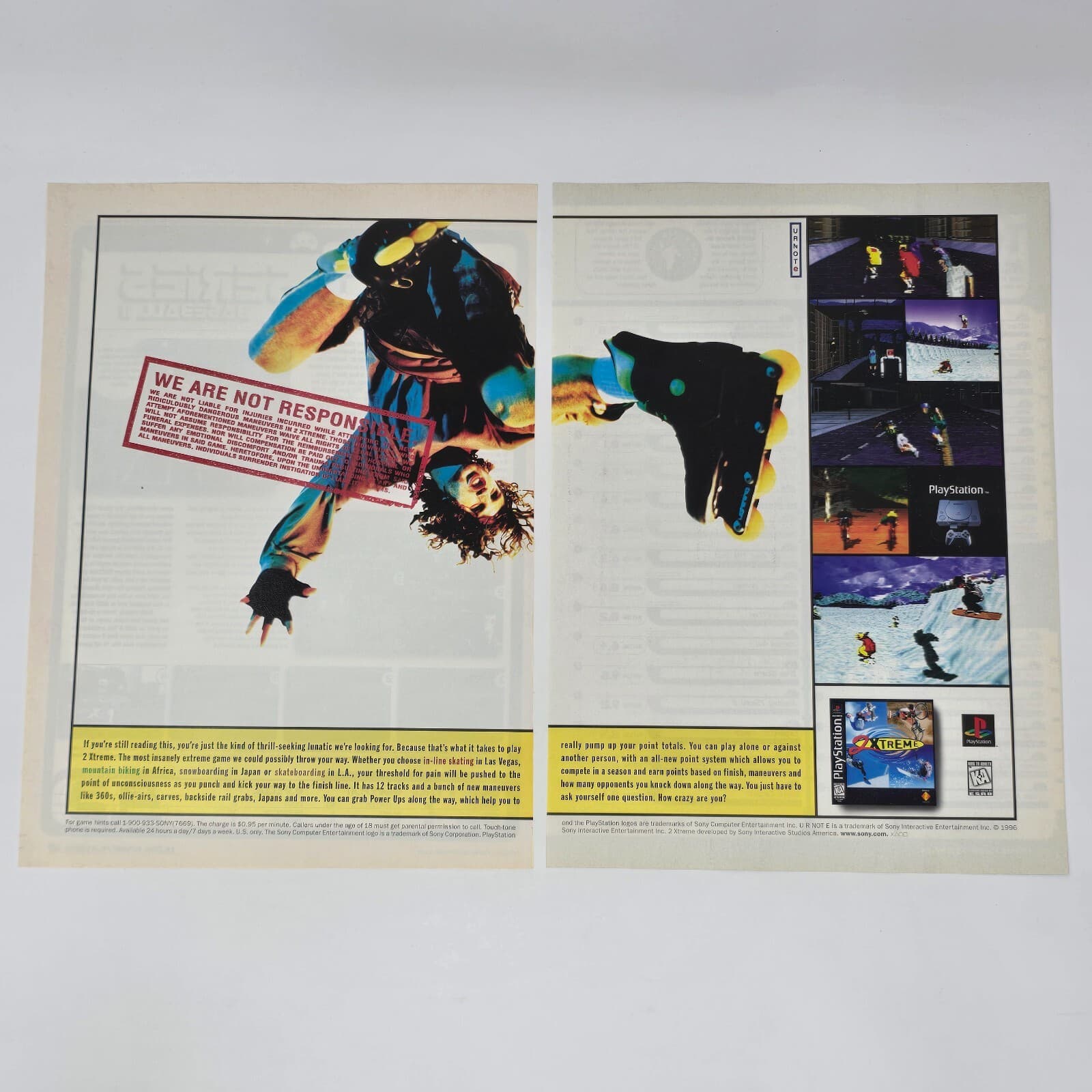 2Xtreme 2 Extreme PlayStation 1 PS1 Not Responsible Print Ad/Poster Promo Art