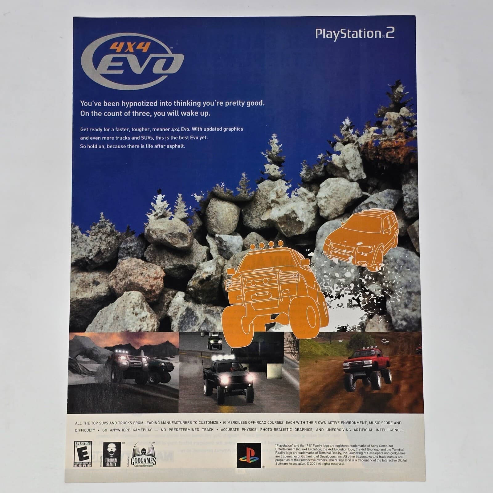 4x4 Evo PlayStation 2 PS2 Hypnotized Blue Print Ad/Poster Promo Art