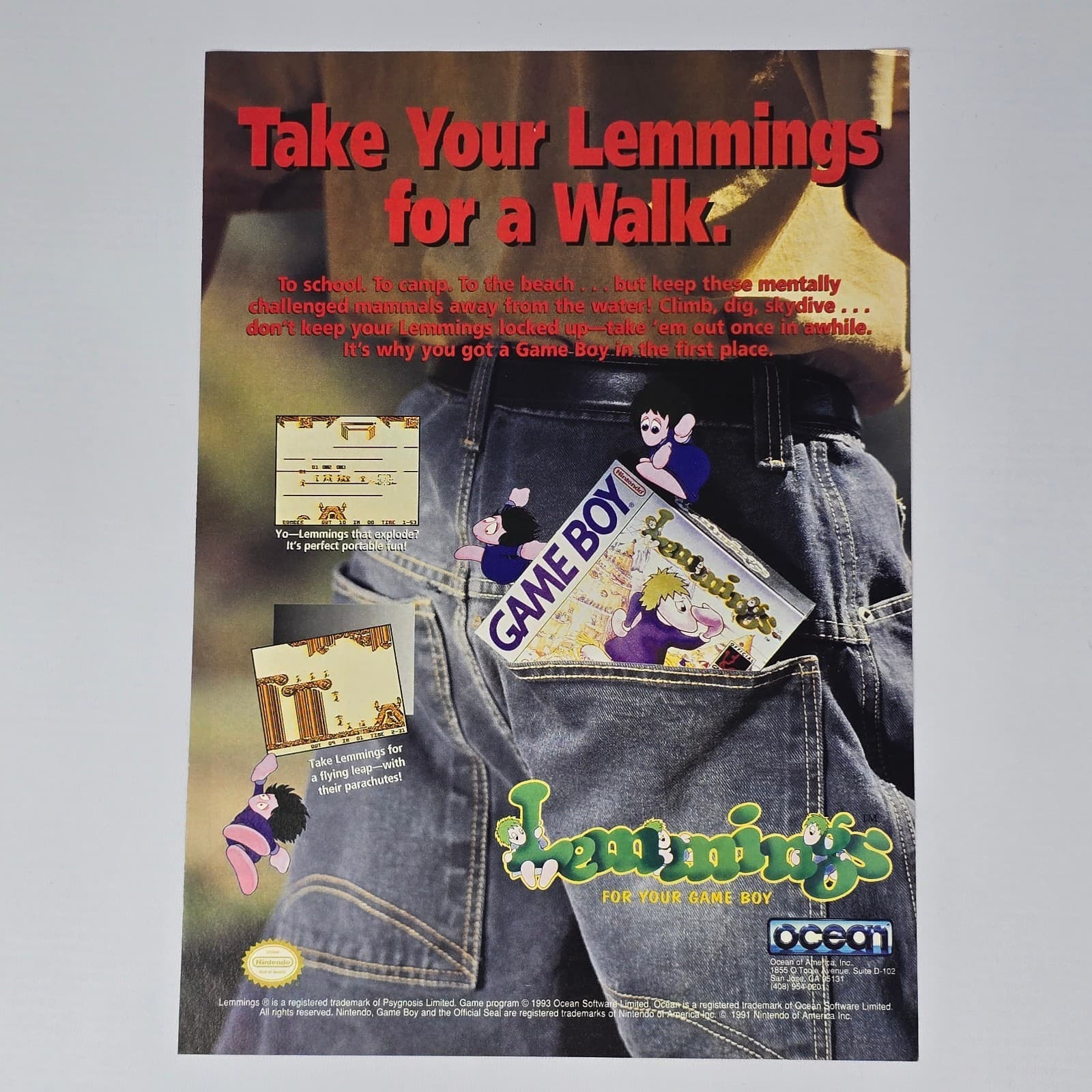 Lemmings Nintendo GameBoy Take A Walk Print Ad/Poster Promo Art