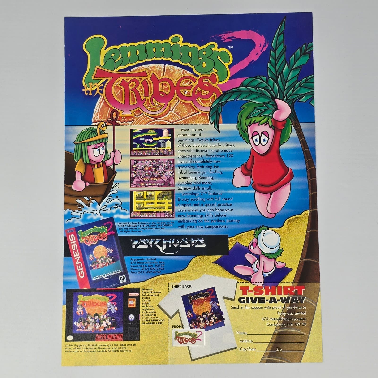 Lemmings 2 The Tribes Sega Genesis SNES Next Gen Print Ad/Poster Promo Art