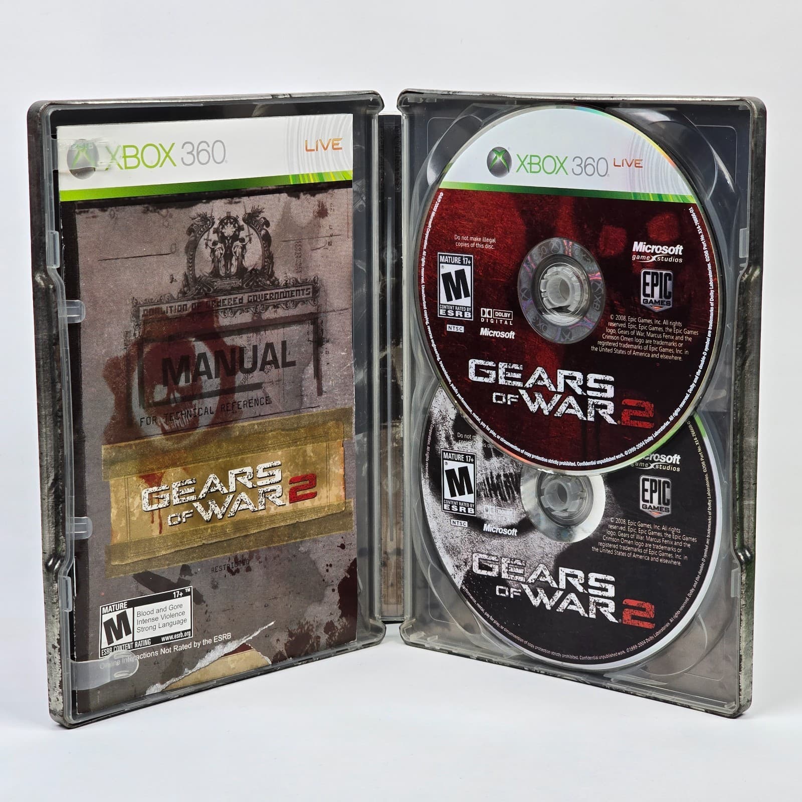 Gears of War 2: Limited Edition Steelbook (Xbox 360) CIB COMPLETE (Rust on Case) - Thumbnail 2