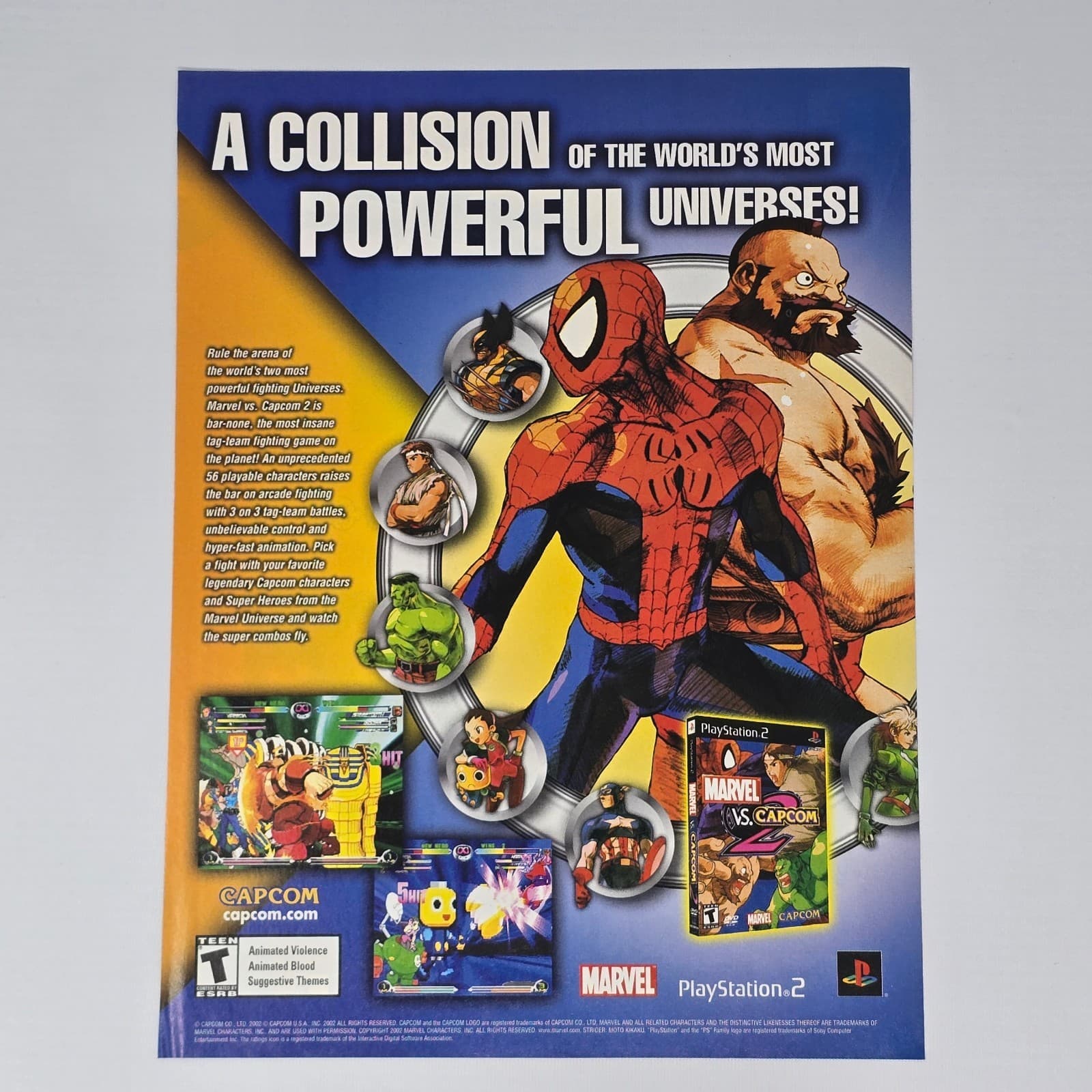 Marvel vs Capcom 2 PlayStation 2 PS2 Collision Print Ad/Poster Promo Art