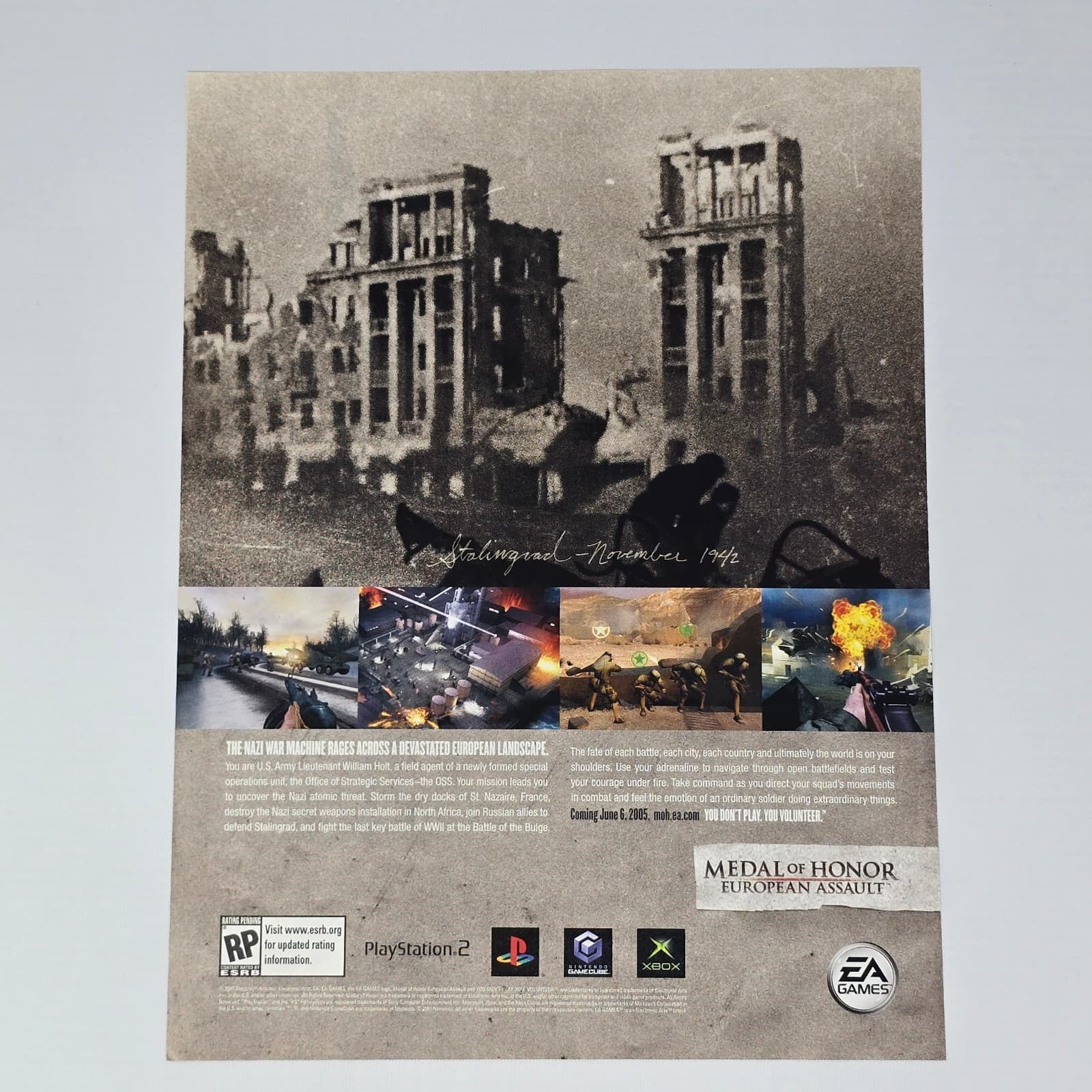 Medal of Honor European Assault PS2 Xbox Stalingrad Print Ad/Poster Promo Art