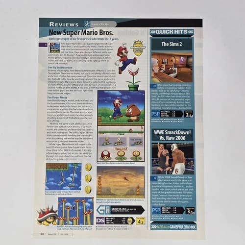 New Super Mario Bros Nintendo DS Gamepro Review Print Ad/Poster Official Promo