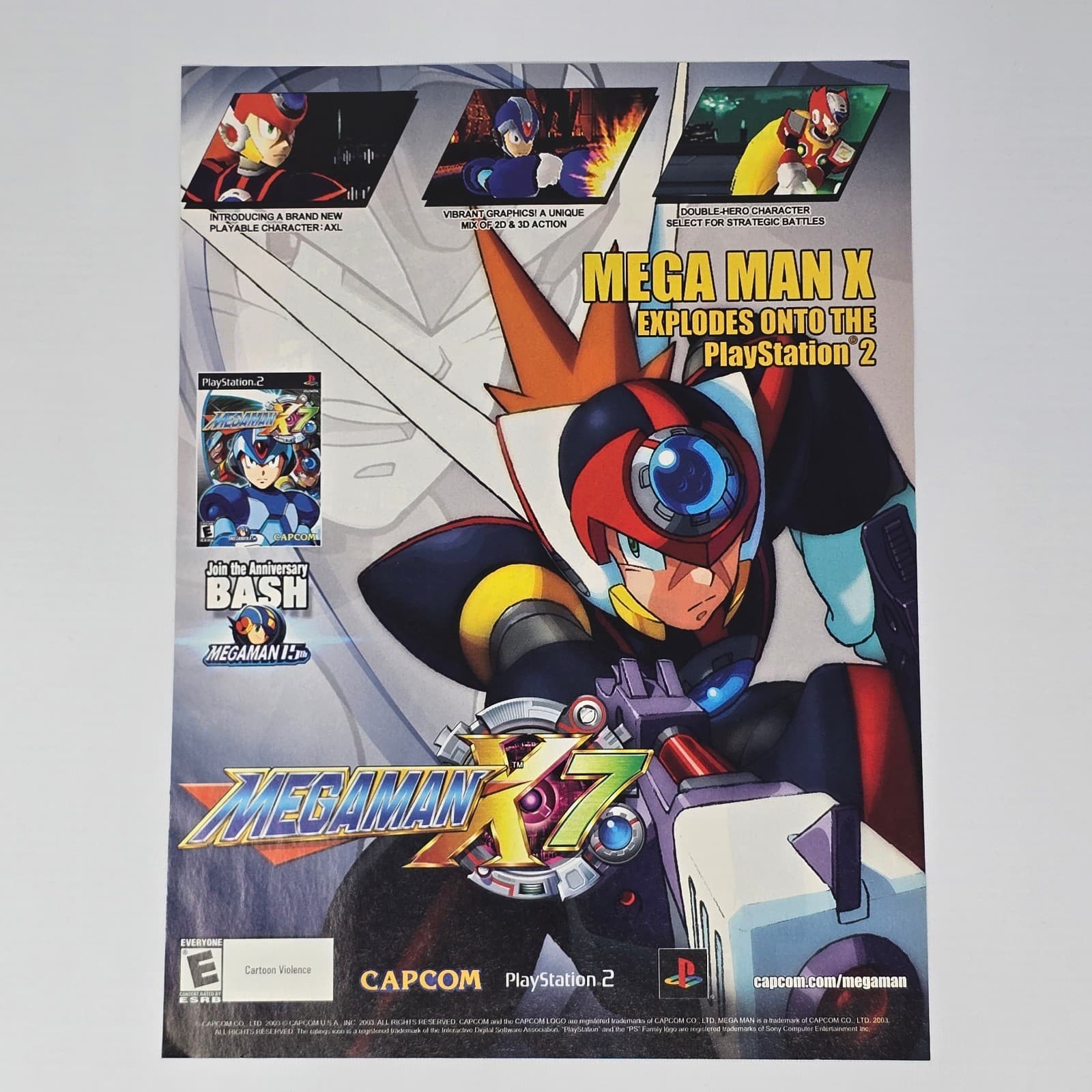Mega Man X7 PlayStation 2 PS2 Explodes Print Ad/Poster Promo Art