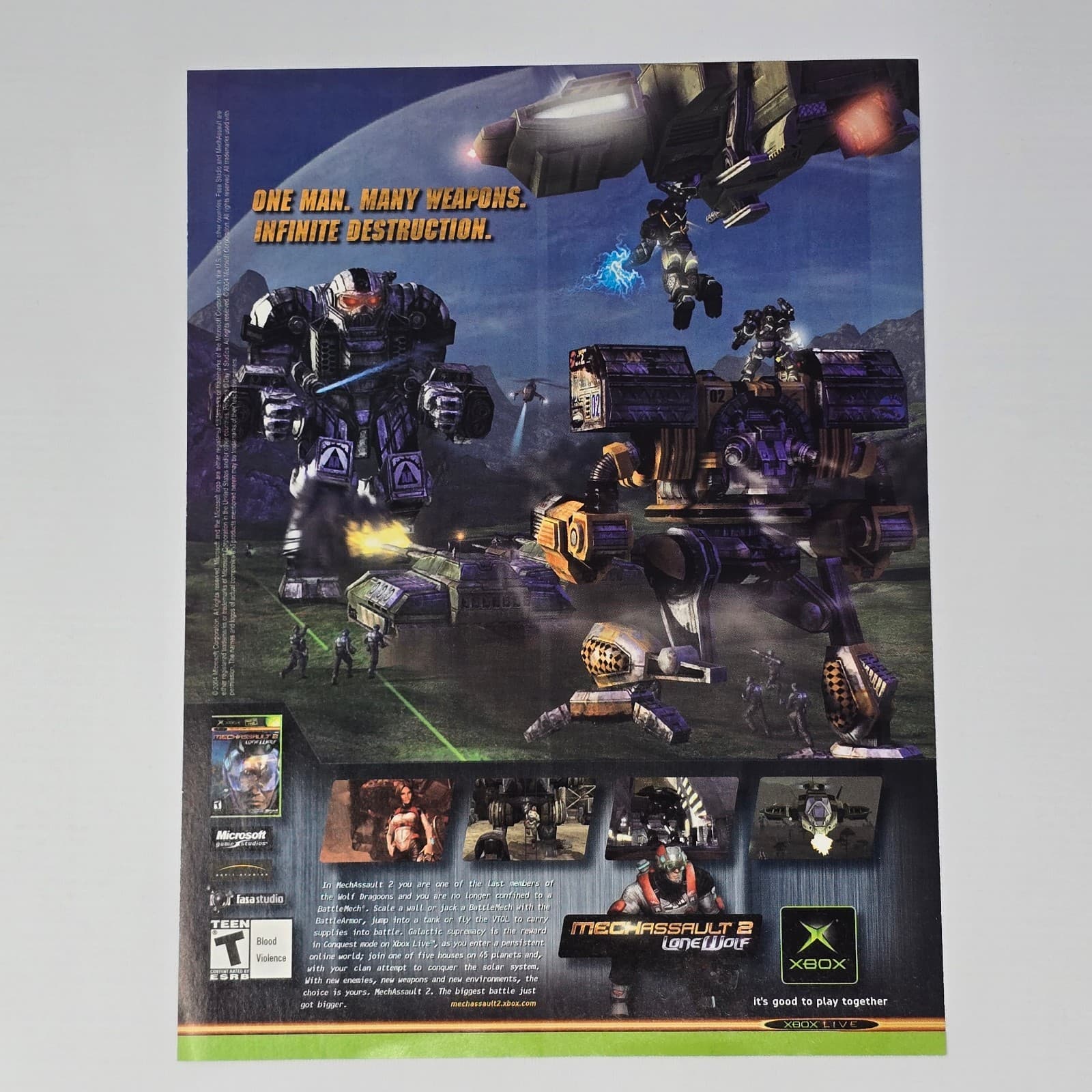 MechAssault 2 Lone Wolf Xbox Many Weapons Print Ad/Poster Promo Art